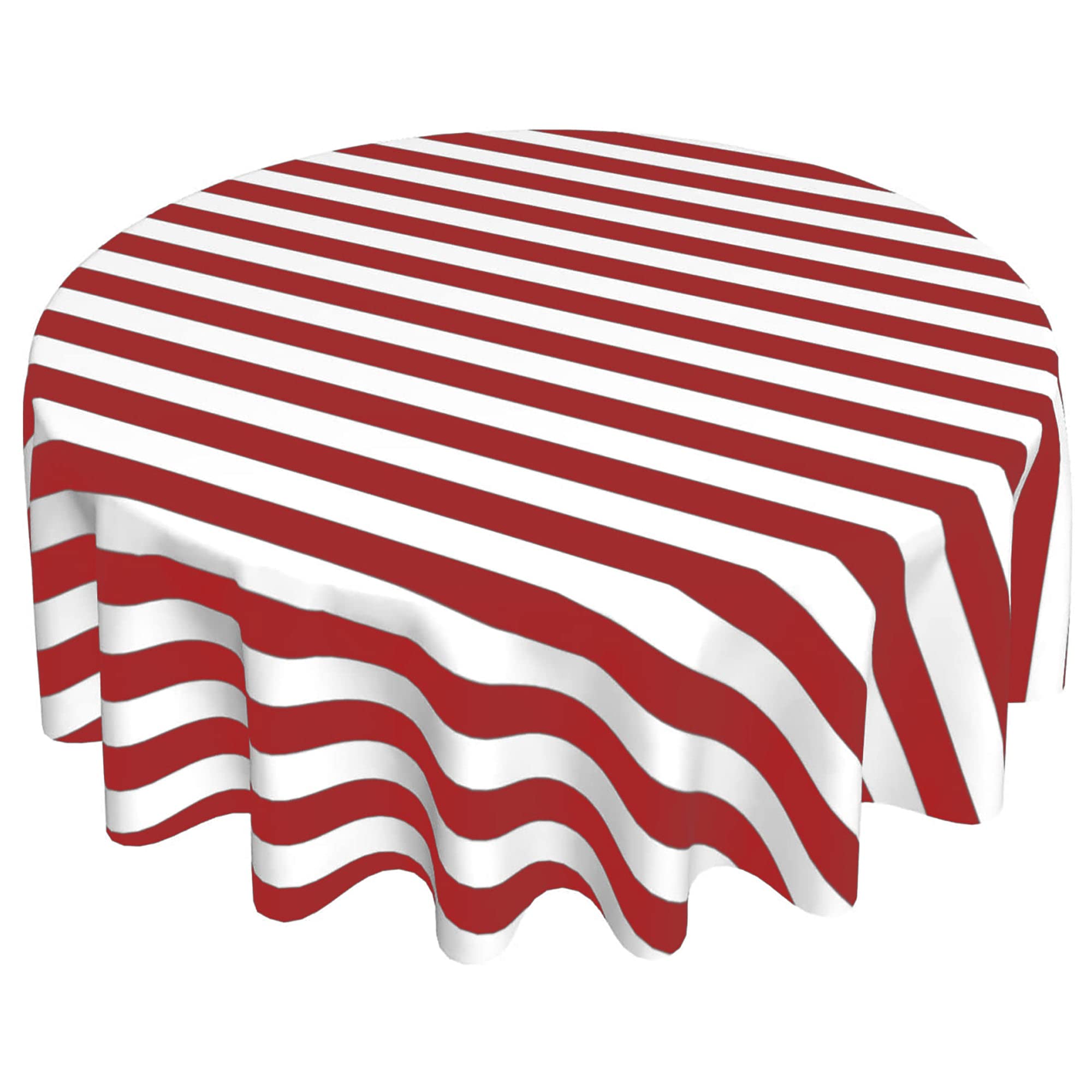Lovemyfabric 120 Inch Round Cotton Tablecloth with 2 Inch Stripes - Perfect for Weddings, Bridal Showers, Birthdays & Special Events (Red) - Elegant Dining Decor for Home, Restaurant & Party Settings