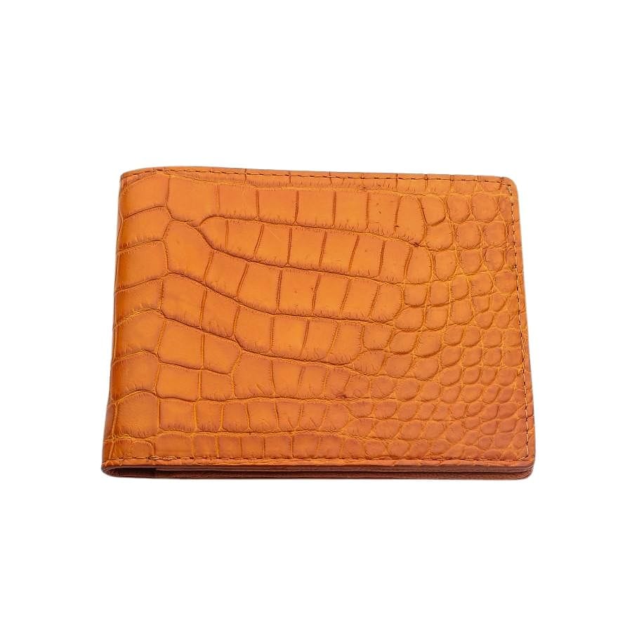 Genuine Light Brown Crocodile Leather Wallet for Men - Slim Bifold RFID Blocking Luxury Wallet - Perfect for Everyday Carry, Business & Travel