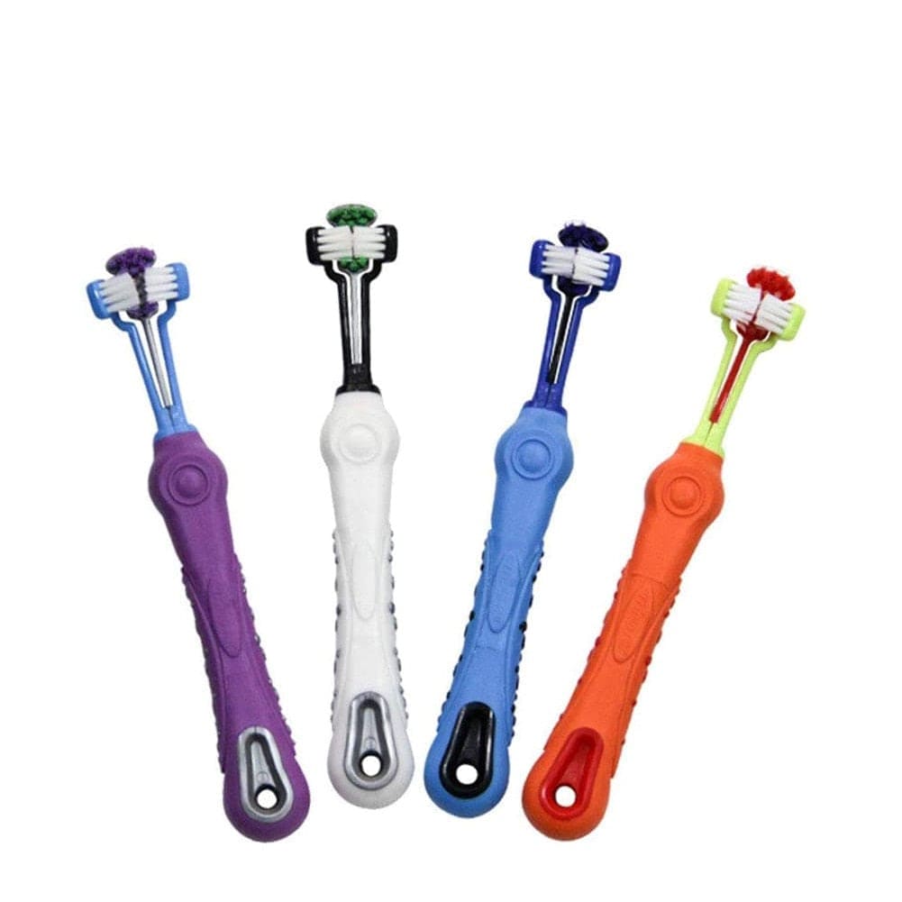 M PETS 3 Headed Toothbrush for Dogs - Triple Action Dental Care - Soft Bristles for Gentle Cleaning - Perfect for Small, Medium & Large Breeds - Use for Daily Oral Hygiene & Plaque Removal