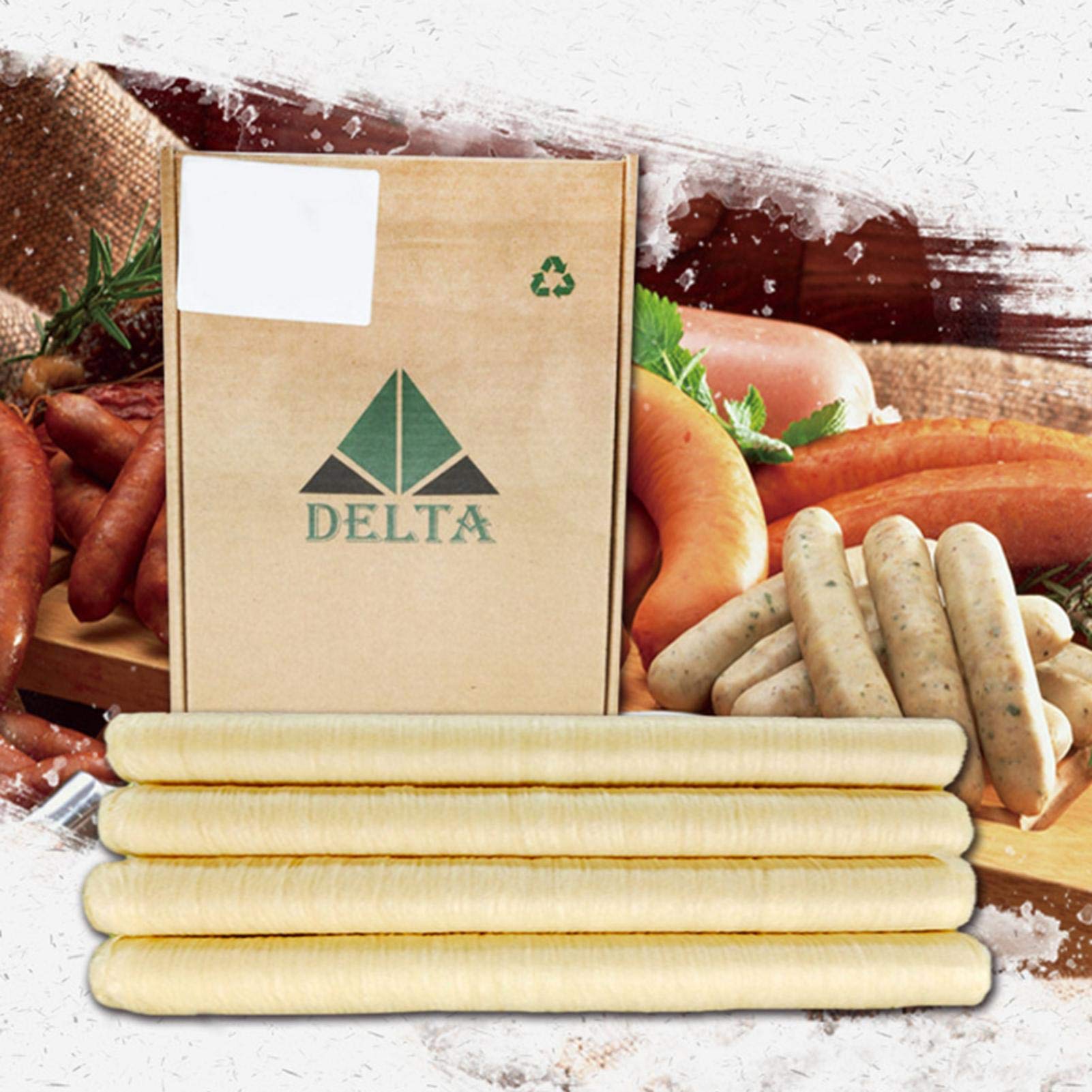 Premium Collagen Sausage Casings - Edible Artificial Sausage Casings for Homemade Sausages, Hot Dogs & Roasts | Natural Drying Sausage Skins for Smoking, Grilling & BBQ | Perfect for Home Chefs & Commercial Use