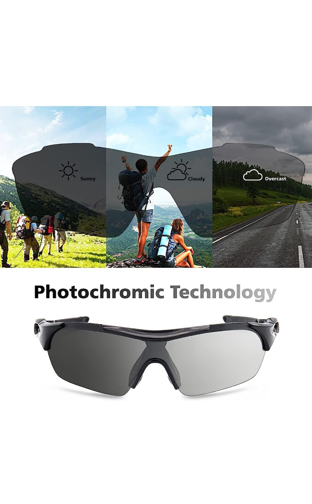 Photochromic Cycling & Driving Glasses - UV Protection, Light Adjusting Lenses for Outdoor Sports & Commuting - Perfect for Biking, Motorcycling & Road Trips