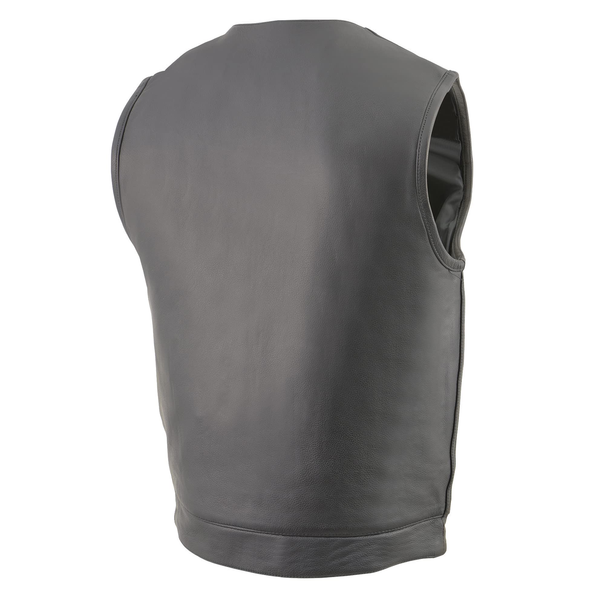 Milwaukee Leather MLM3511 Men's Snap Front Zip Vest - Stylish Collarless Leather Vest for Casual Wear & Motorcycle Riding