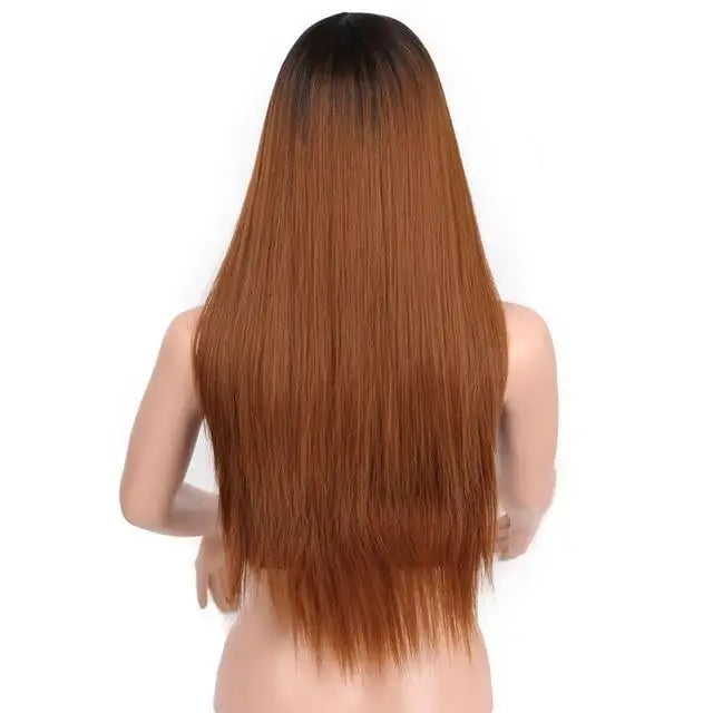 24 Inch Straight Ombre Heat Resistant Synthetic Wig for Cosplay, Halloween, Anime Costumes & Party Events - Natural Look & Comfortable Wear