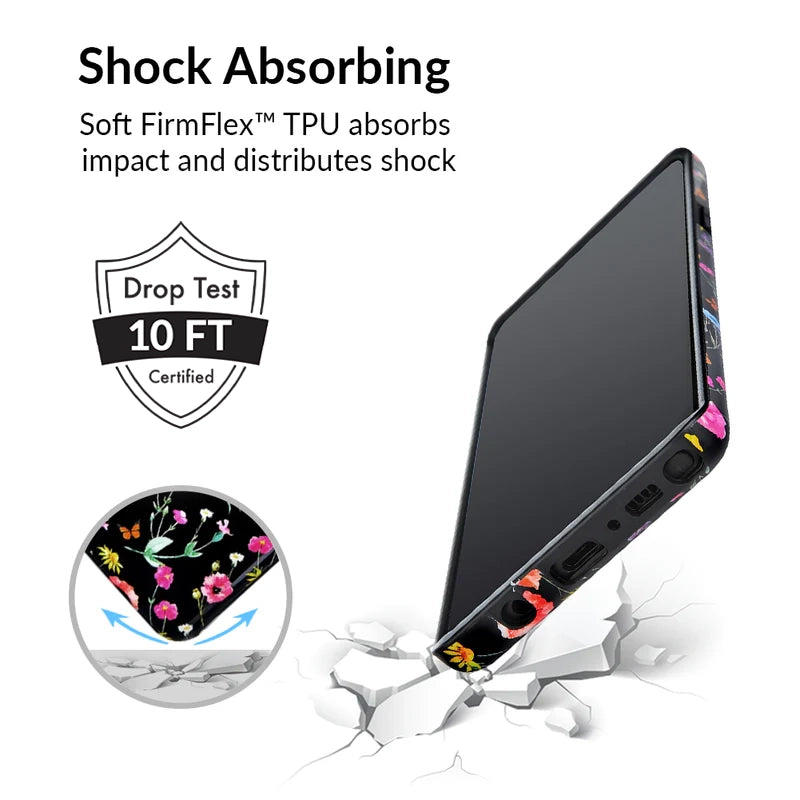 Samsung Galaxy Phone Case with Black Wildflower Design - Durable Protective Cover for Everyday Use, Travel & Outdoor Activities