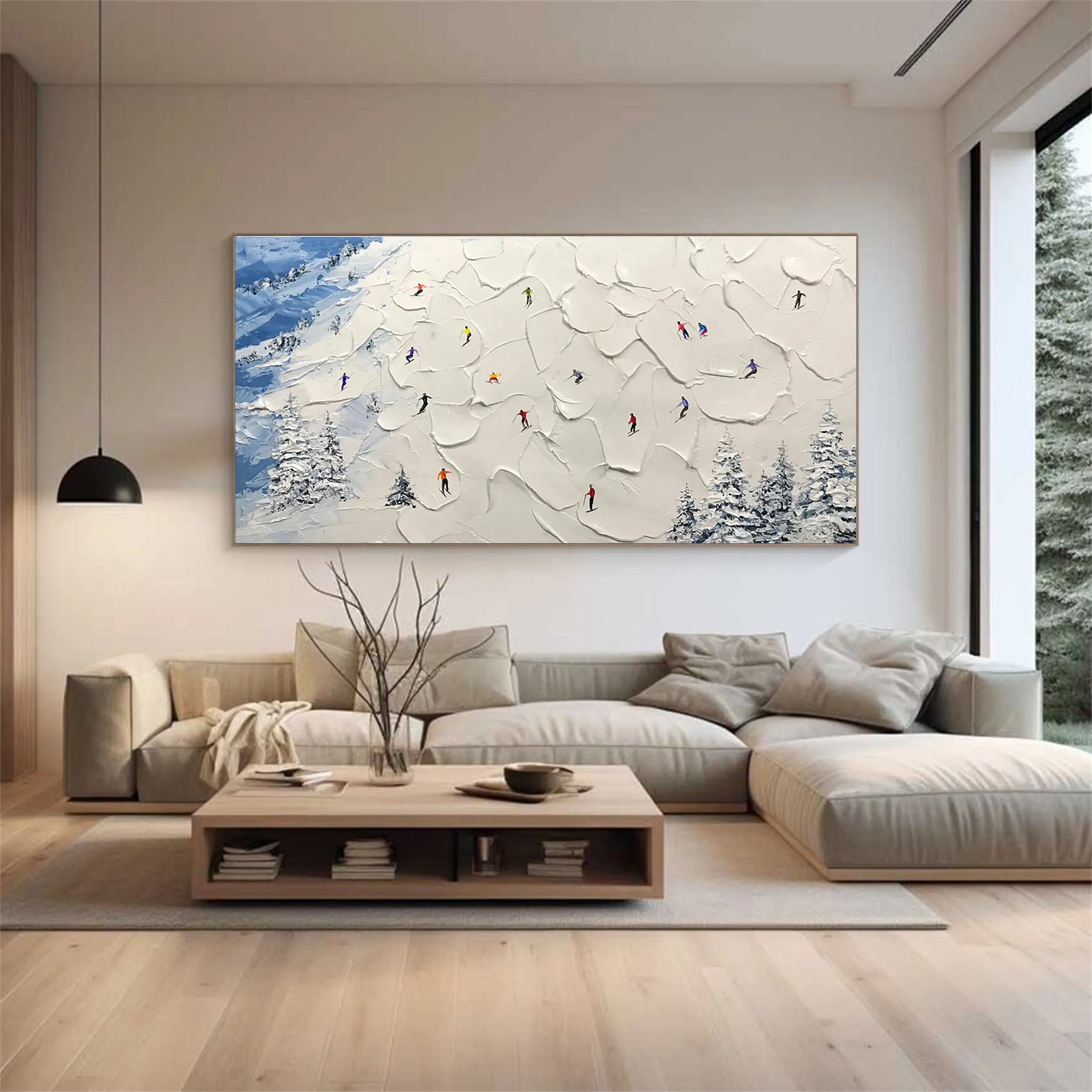 Premium Skiing Sport Art Textured Canvas Painting - Winter Sports Wall Decor for Home & Office (Style #MM214)