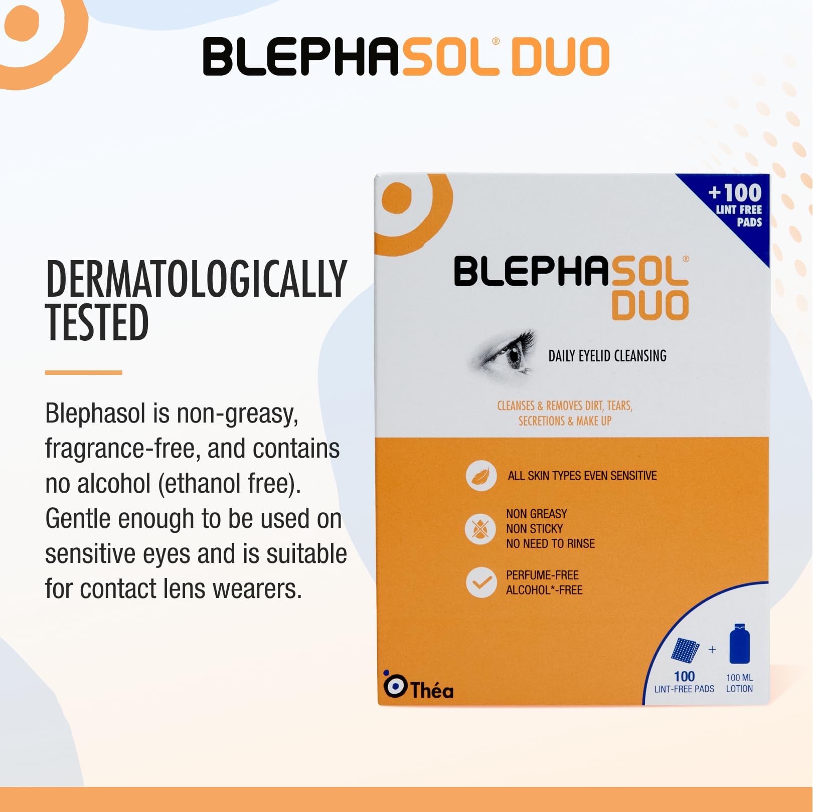 Blephasol Duo 100ml Micellar Eyelid Cleansing Lotion with 100 Lint-Free Pads | Gentle Makeup Remover for Sensitive Eyes | Soap & Alcohol-Free | Perfect for Daily Eyelid Hygiene & Makeup Removal