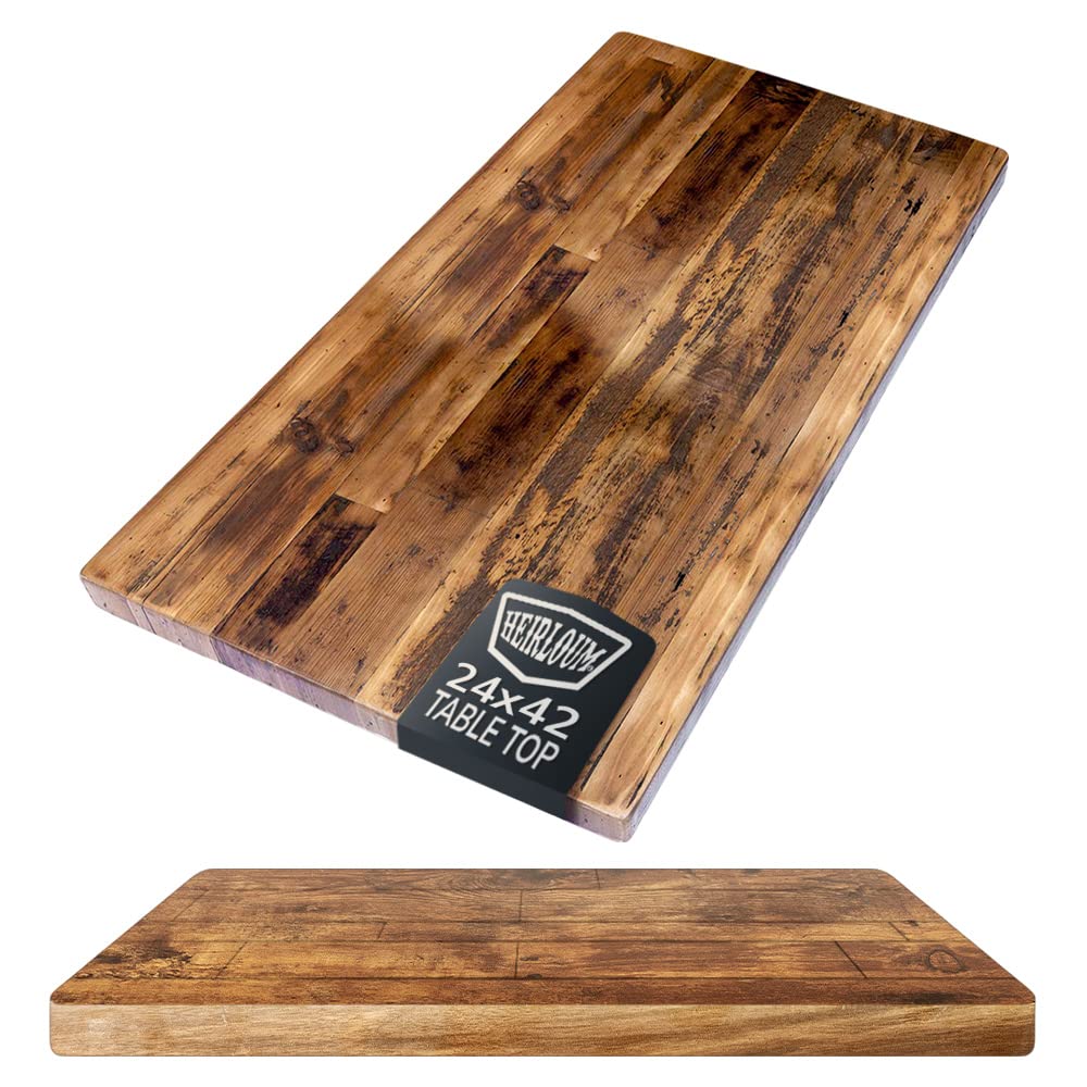 Reclaimed Wood Table Top 24x42 - Rustic Recycled Wooden Surface for Kitchen, Dining & Coffee Tables | Eco-Friendly Home Decor & Farmhouse Style Furniture