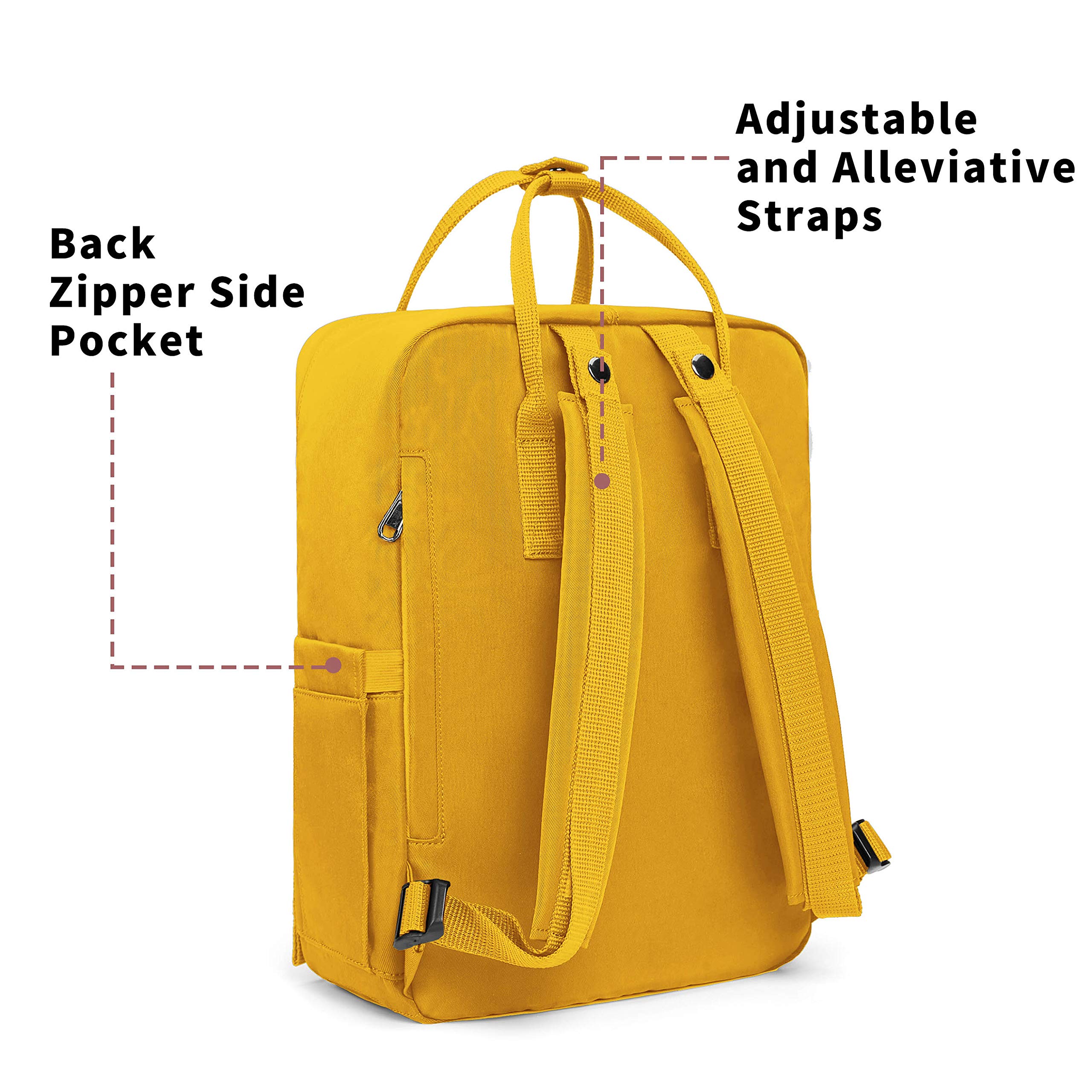 KALIDI 15 Inch Casual Laptop Backpack - Waterproof College School Bag for Men & Women, Lightweight Travel Daypack for Hiking, Camping, Gym & Outdoor Activities (Yellow) - Perfect for Work Commute, Campus Life and Weekend Adventures