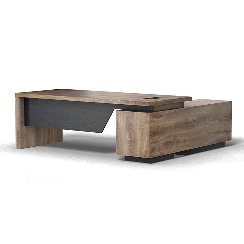 BALDER Executive Desk with Left Return 1.8M-2.0M - Warm Oak & Black Finish - Premium Office Furniture for Home & Business Workspaces