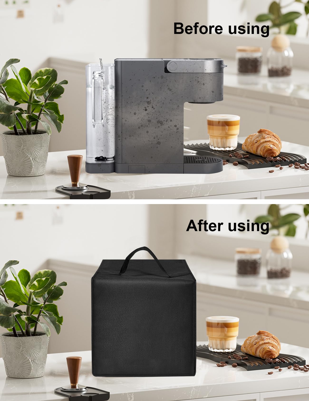 Heavy Duty Waterproof Nylon Coffee Maker Dust Cover - Compatible with Keurig K-Supreme Single Serve K-Cup Pod Coffee Machine - Black (13.8