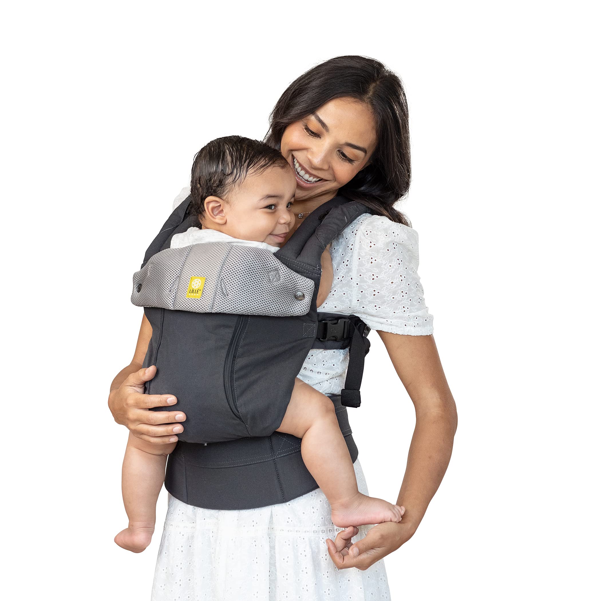 LÍLLÉbaby Complete All Seasons Ergonomic 6-in-1 Baby Carrier for Newborn to Toddler (7-45 lbs) - 360° Adjustable with Lumbar Support - Inward & Outward Facing - Charcoal Silver - Perfect for Hands-Free Parenting, Shopping & Outdoor Adventures