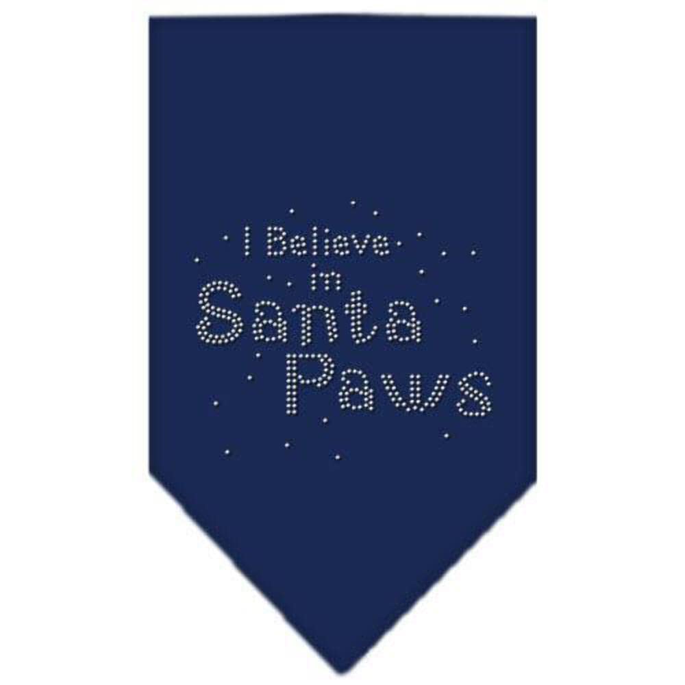 Sparkling Rhinestone Christmas Pet Bandana - 'I Believe In Santa Paws' Lime Green Small Dog Scarf for Holiday Photos & Festive Parties
