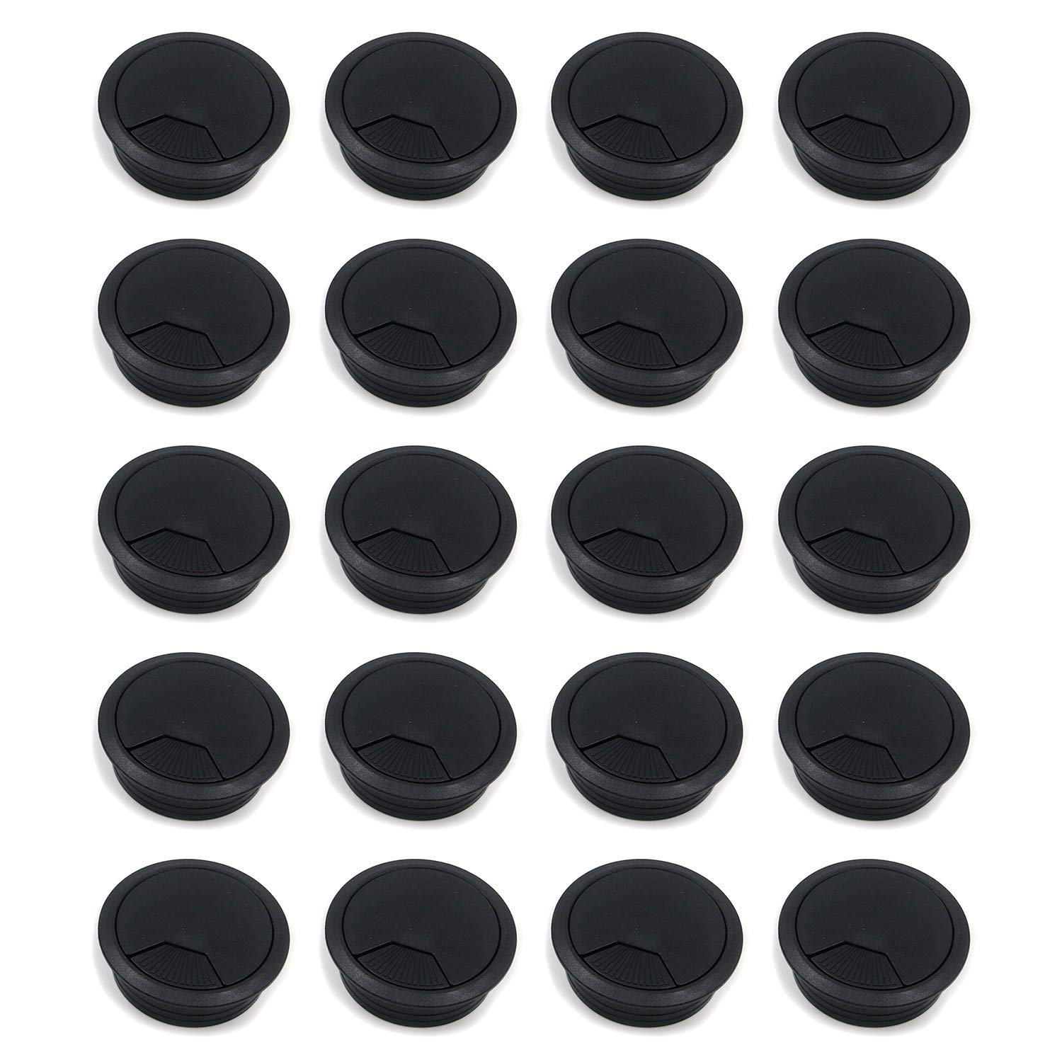 2-3/4 Inch Black Plastic Desk Grommet - Cable Hole Cover for Wires & Cords (Pack of 20) - Perfect for Office Desks, Workstations & Home Office Organization
