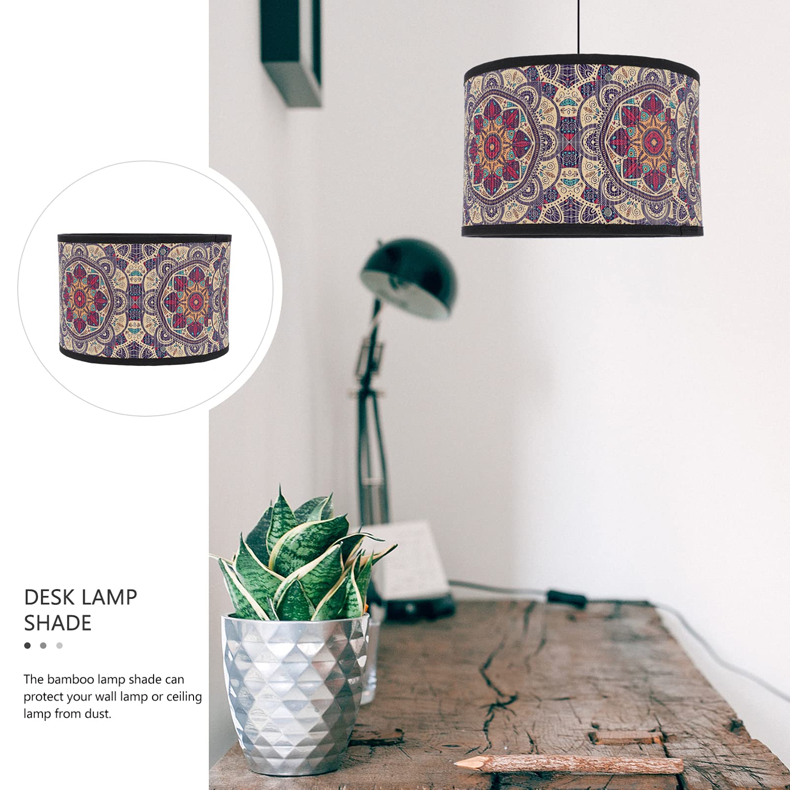 Wooden Woven Drum Lamp Shade - 12