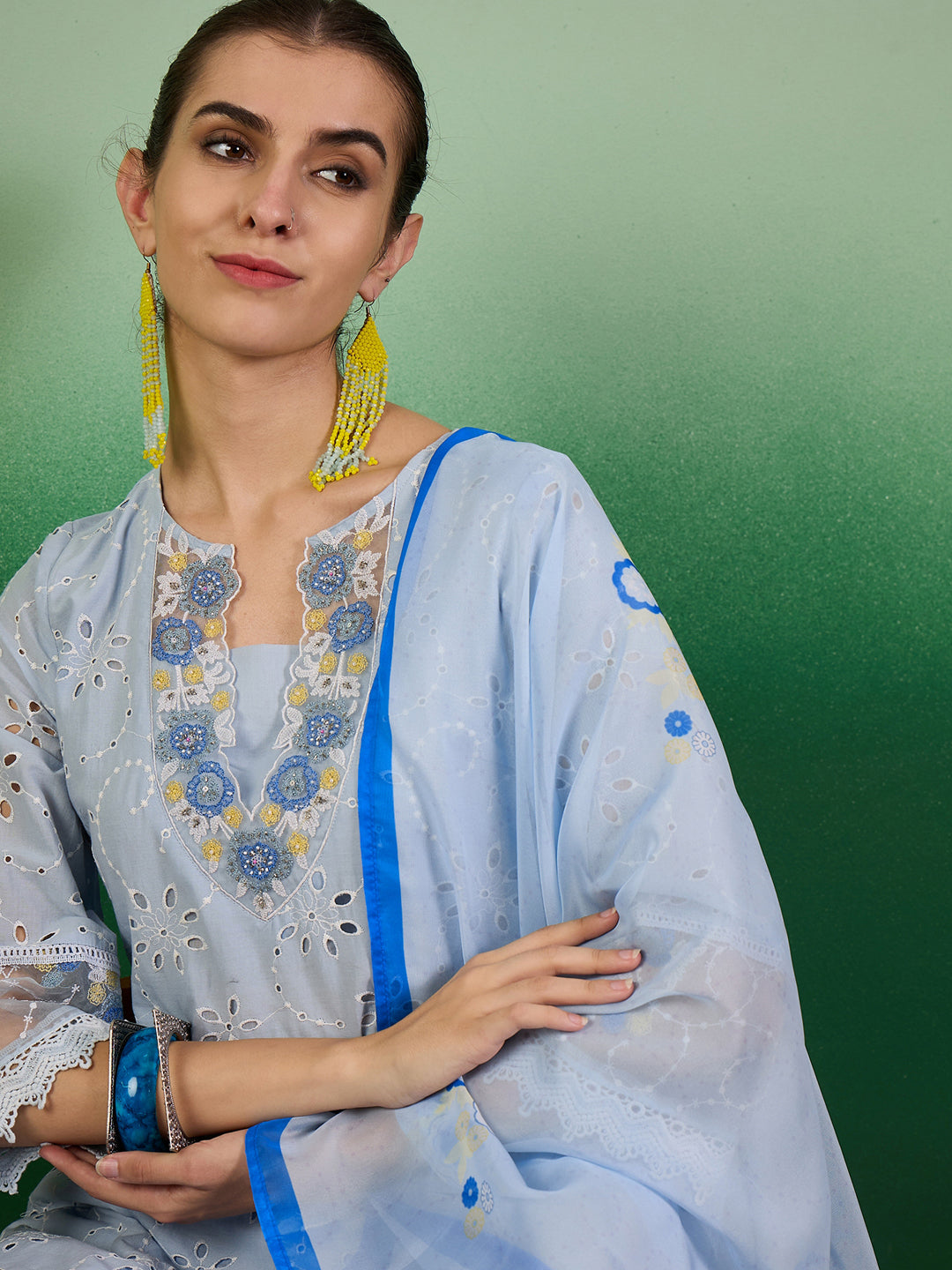 Blue Heavy Designer Pant Suit With Embroidery Work - Elegant Formal Wear for Women | Perfect for Weddings, Parties & Office Events