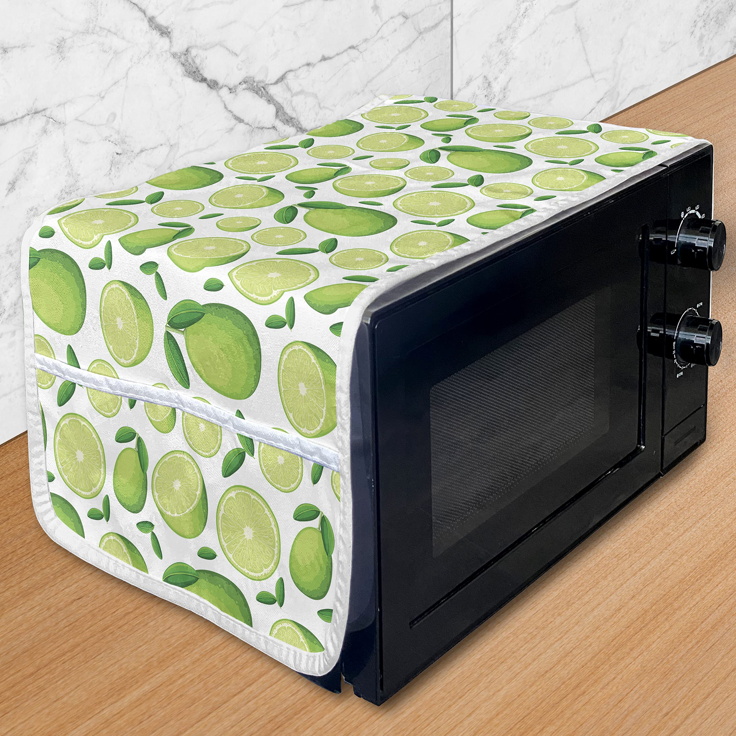 Ambesonne Lemon Microwave Cover - Waterproof Kitchen Organizer with Pockets, 36