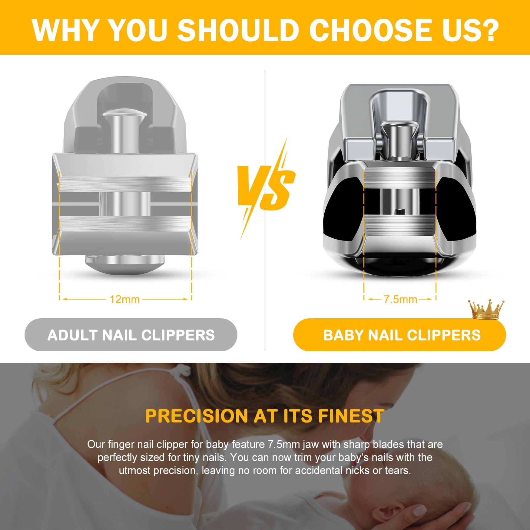 BEZOX Safe Baby Nail Clippers - Small Jaw Kids Nail Trimmer for Infants, Toddlers & Children | Precision Grooming Tool for Tiny Fingers & Toes | Silver | Perfect for Newborn Care & Gentle Nail Maintenance