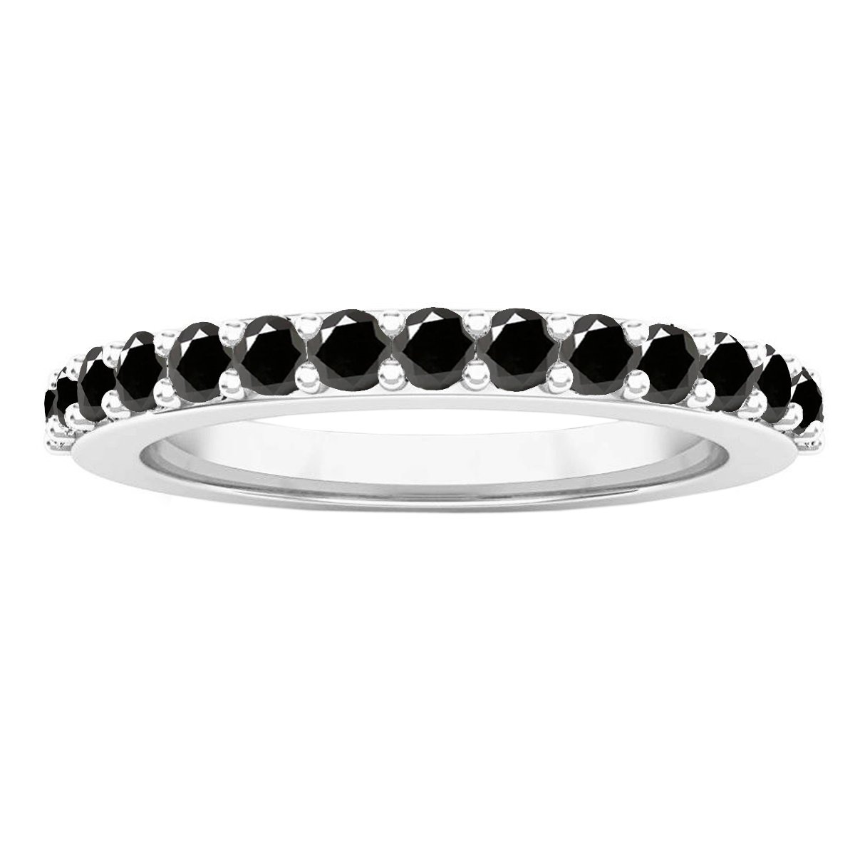 14K White Gold Round Gemstone Stackable Band Ring for Women - Wedding, Anniversary & Everyday Jewelry Gift - Dazzlingrock Collection