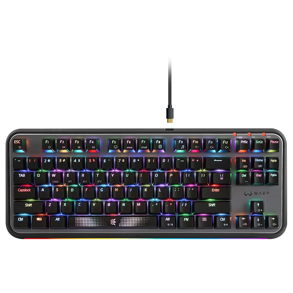 WIZMAX WK3 TKL 80% Wireless Mechanical Gaming Keyboard - Bluetooth 5.0/2.4GHz/USB-C Triple Mode, Hot-Swappable 87-Key Compact Keyboard with Blue Clicky Switches (Manic Switch) - Perfect for PC Gaming, Office Work & Typing Enthusiasts
