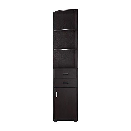 BOWERY HILL Modern Wood Corner Bookcase in Cappuccino - Stylish Space-Saving Bookshelf for Living Room, Bedroom & Office - Perfect for Home Decor & Storage Solutions