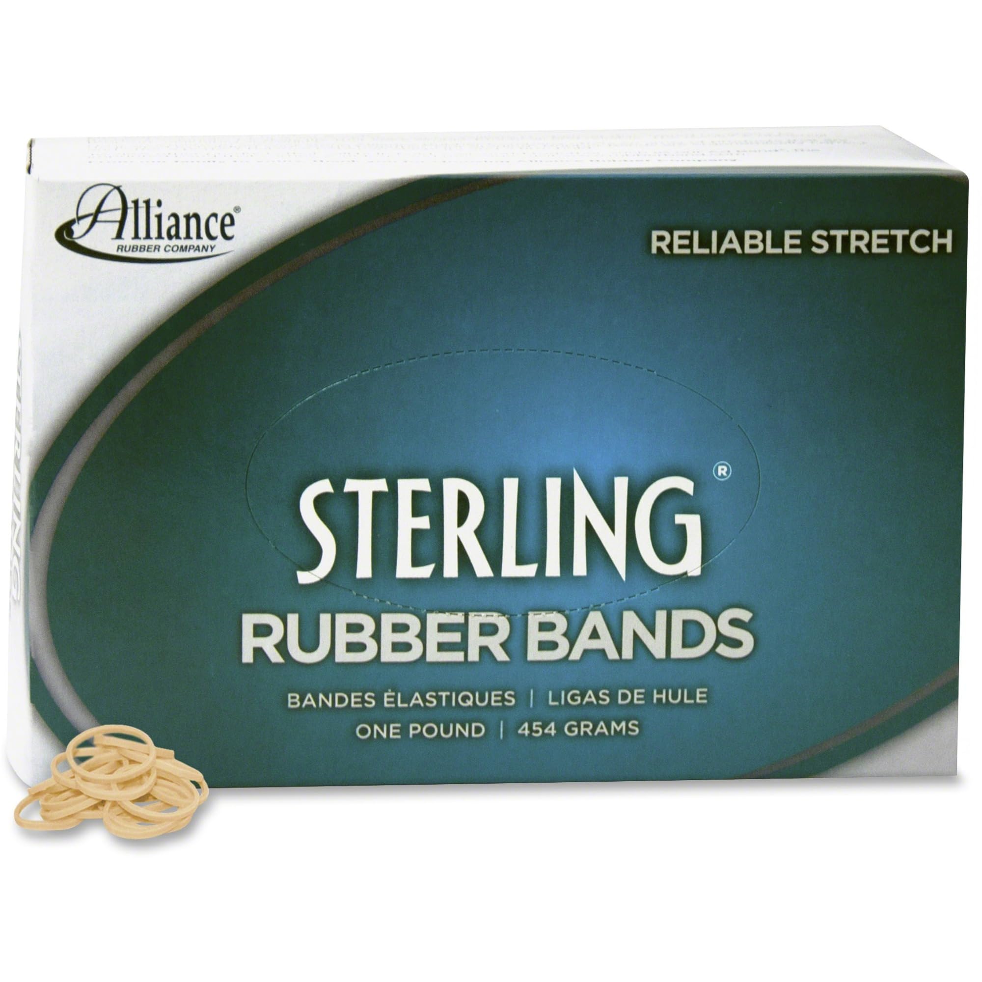 Alliance 24085 Sterling Rubber Bands - 7/8 x 1/16 Inch Size, 7100 Bands per 1lb Box, Beige Color - Perfect for Office, School, Crafts & Packaging