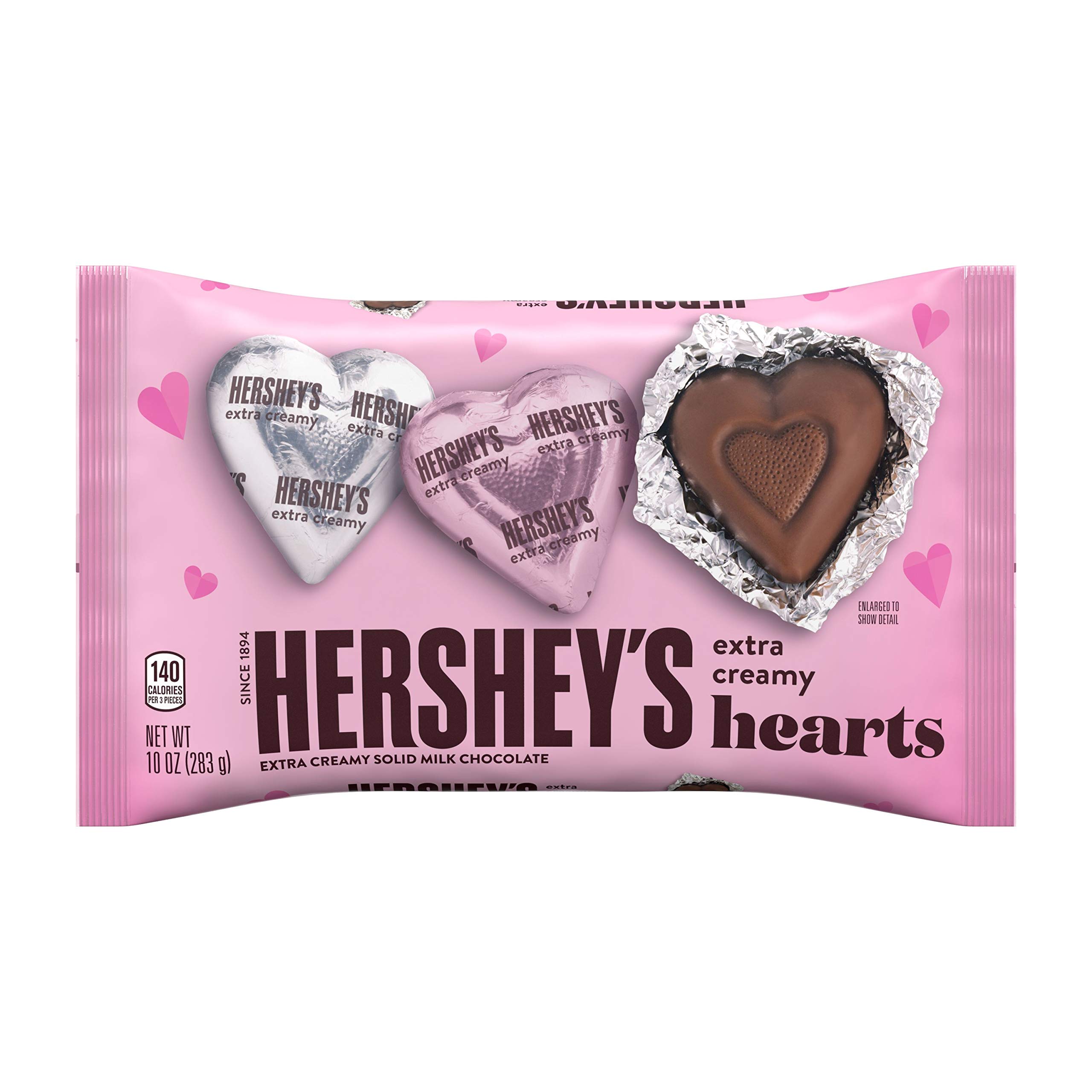 HERSHEY'S Extra Creamy Solid Milk Chocolate Hearts - 10 Oz Bag | Valentine's Day Gifts, Romantic Treats, Party Favors & Sweet Snacks