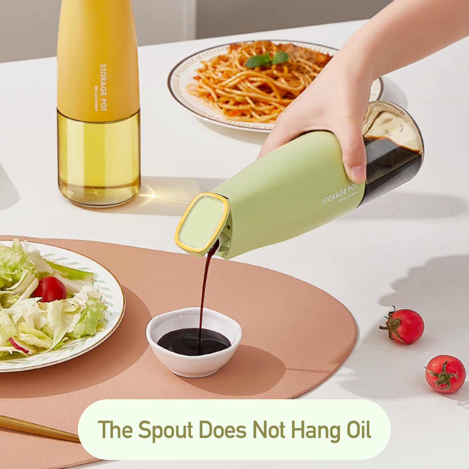 AADHIK Automatic Gravity Oil Dispenser Bottle - Drip-Free Spout for Oil, Vinegar & Liquids, Multi-Color (1-Pack) | Perfect for Kitchen Countertop, Salad Dressing & Cooking Oil Storage