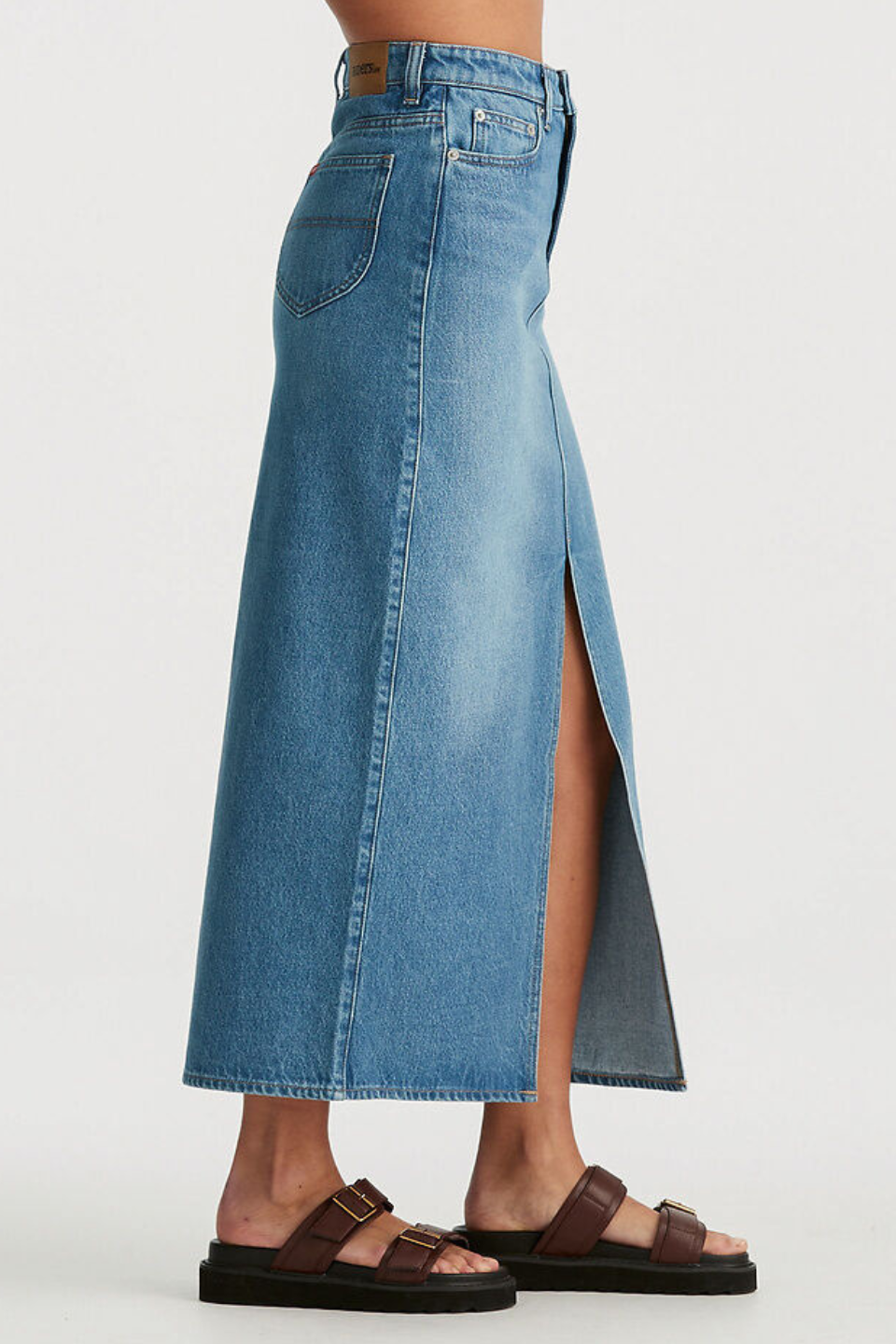 Hi Pacific Fade Blue Maxi Skirt for Women - Flowy Beach Skirt with Side Slit, Boho Summer Skirt - Perfect for Beach Vacations, Music Festivals and Casual Outings