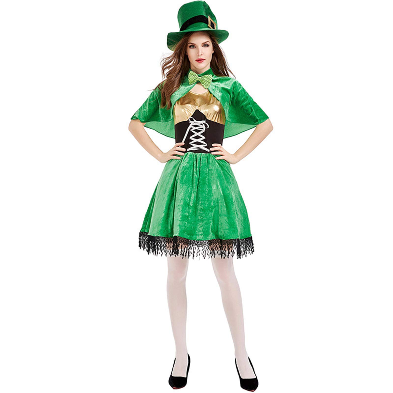 Women's Fashion Tippet Dress Goblin Tops Saint Spring Hat & Matching Pajama Set - Cozy Christmas Family Outfits for Holiday Gatherings and Festive Sleepwear