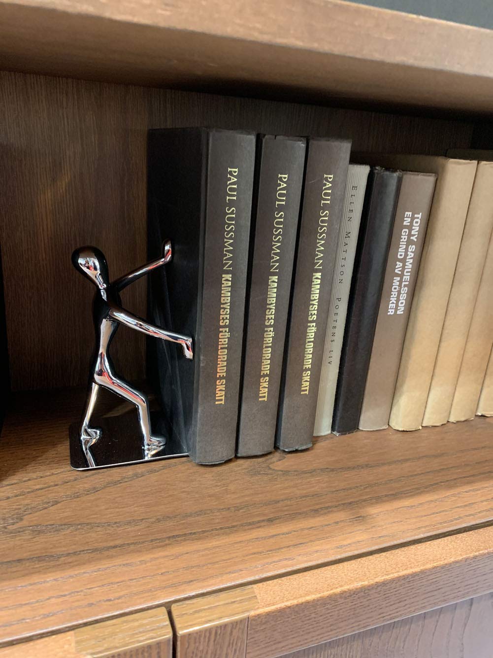 Heavy Duty Stainless Steel Bookends for Shelves - Non-Slip Office & Library Book Holder for Books, CDs, DVDs, Video Games & Magazines - Perfect Gift for Book Lovers (1 Piece) - Ideal for Home Office, School, Kids Room & Bookshelf Organization