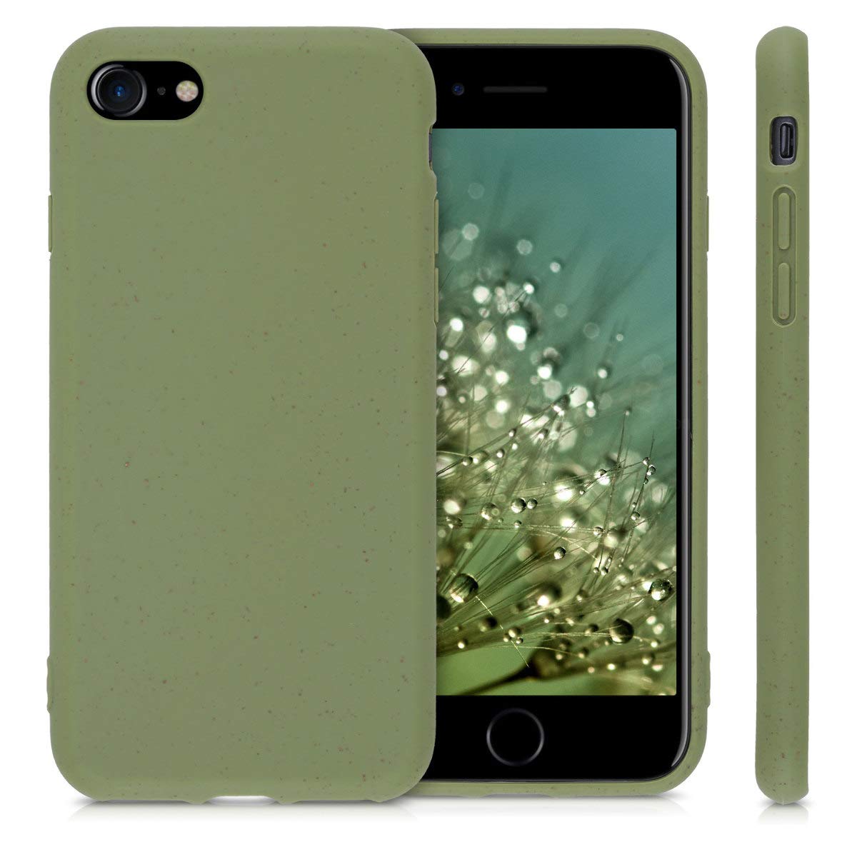Eco-Friendly Wheat Straw Phone Case for iPhone SE 2022/2020, iPhone 8 & 7 - Biodegradable TPU Matte Cover in Olive Green - Perfect for Daily Use, Outdoor Activities & Sustainable Lifestyle