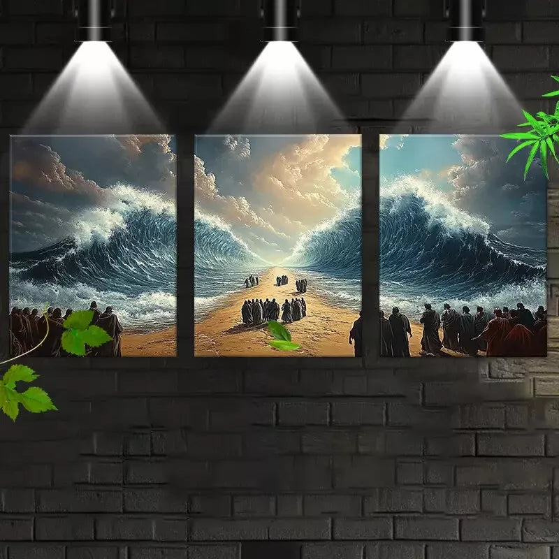 3-Piece Ancient Beautiful Seascape with People Wall Art Set - Framed Canvas Prints 50x70cm (20x28in) | High Quality Australian Made Wall Decor | Perfect for Living Room, Bedroom & Office Decoration