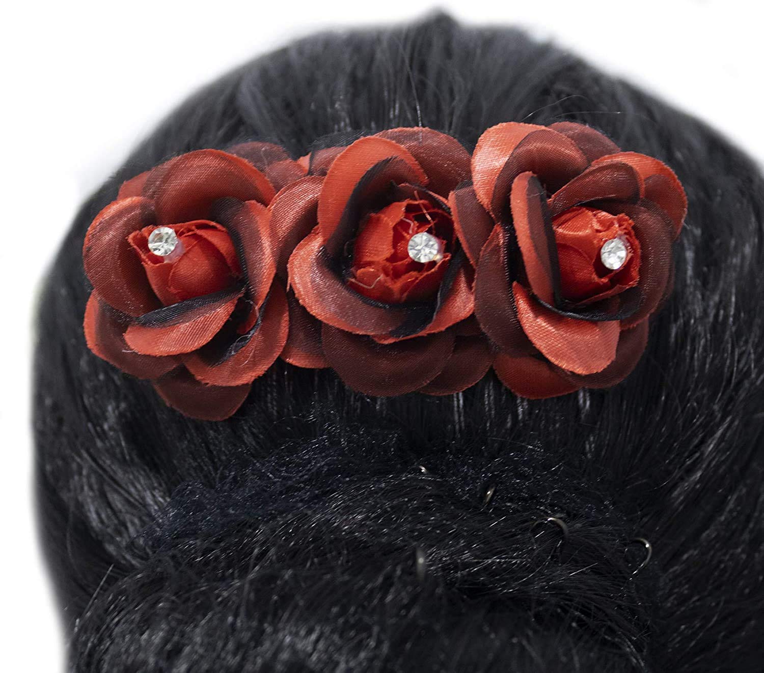 Inaaya Hair Comb Clips for Women - Red Golden Hair Accessories for Styling, Braids & Updos - Perfect for Weddings, Parties & Everyday Wear