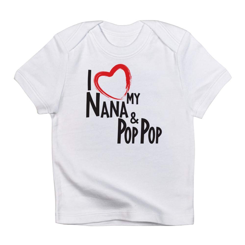 I Love My Nana and Pop Pop Baby T-Shirt - Cute Infant Graphic Tee for Grandparents Day, Family Reunions & Photo Shoots