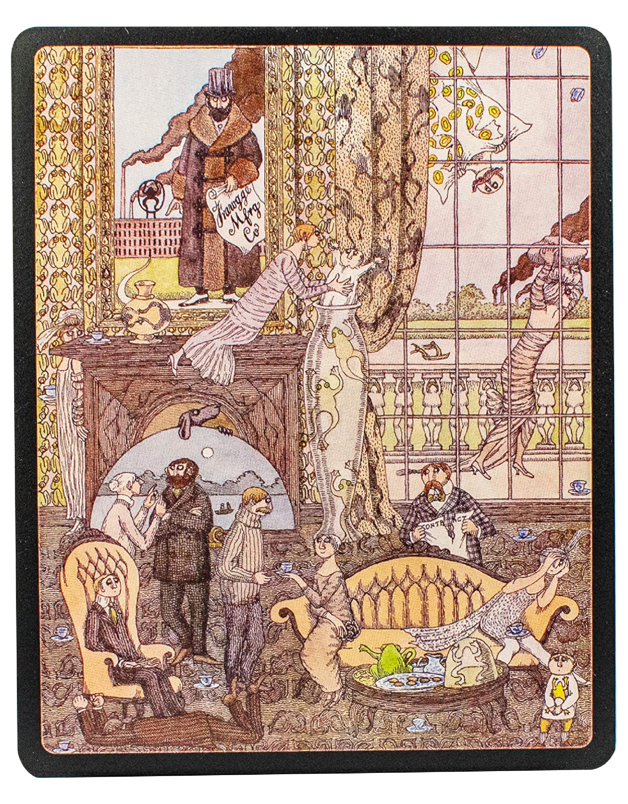 Arcane Vault - Edward Gorey™ Frawgge Manufacturing Co. Art Board | Vintage Gothic Home Decor Wall Art | Unique Aesthetic Room Decor for Living Room & Bedroom | Perfect for Gothic, Dark Academia & Book Lover Interiors