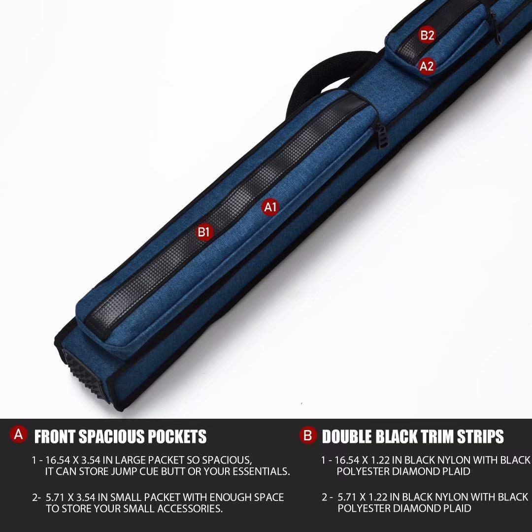 Collapsar 2X2 Pool Cue Hard Case - Durable Nylon/Leatherette Billiard Stick Carrying Case for Secure Storage & Travel