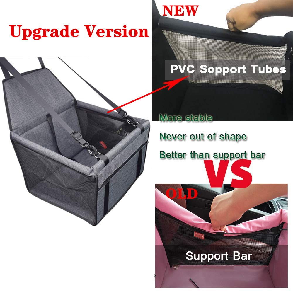 Upgraded Pet Car Booster Seat with Safety Leash - Travel Carrier for Small Dogs & Cats - Perfect for Road Trips