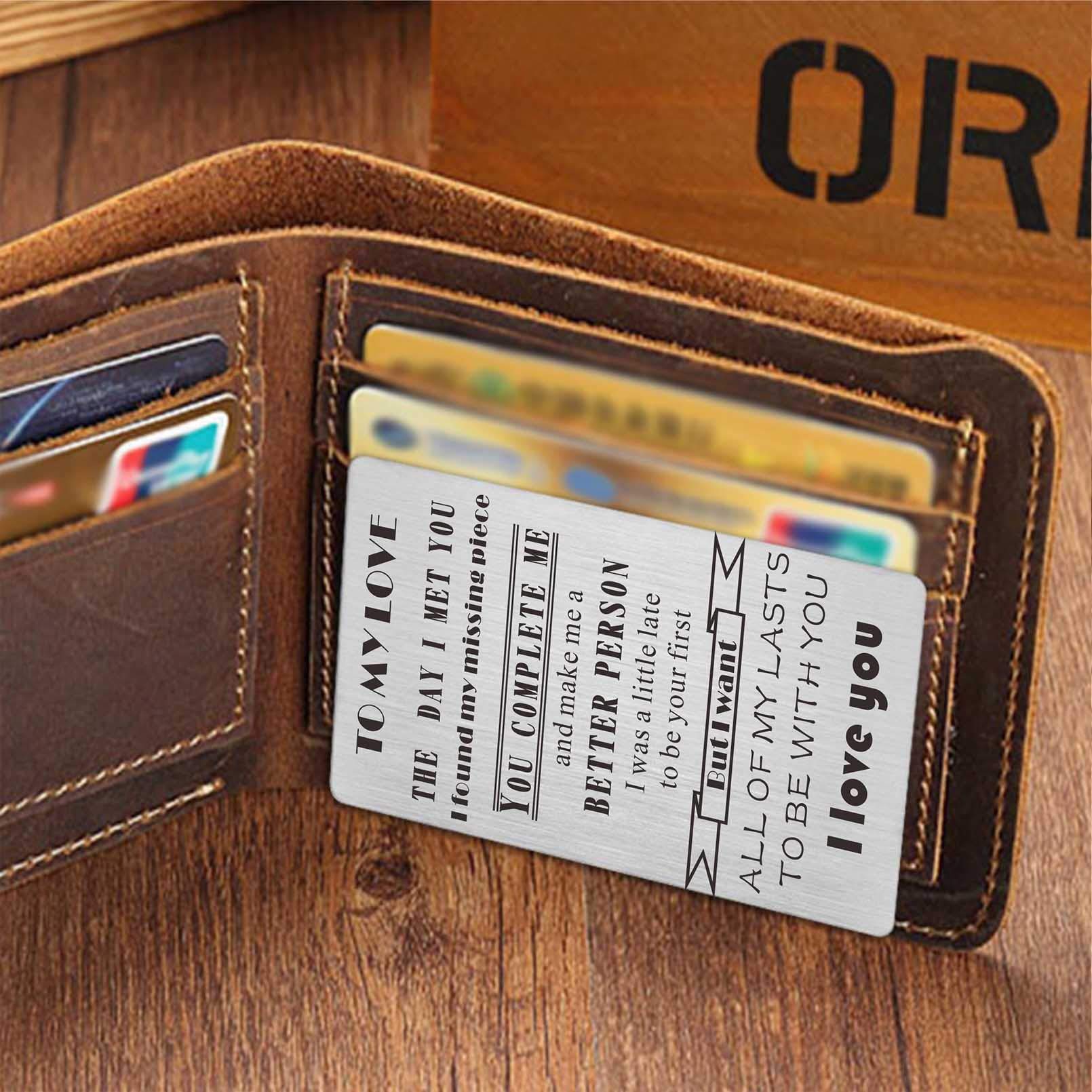 Personalized Laser Engraved Wallet Card - Unique Husband Birthday Gift & Romantic Wedding Day Present from Bride - Perfect for Anniversaries, Valentine's Day & Special Occasions