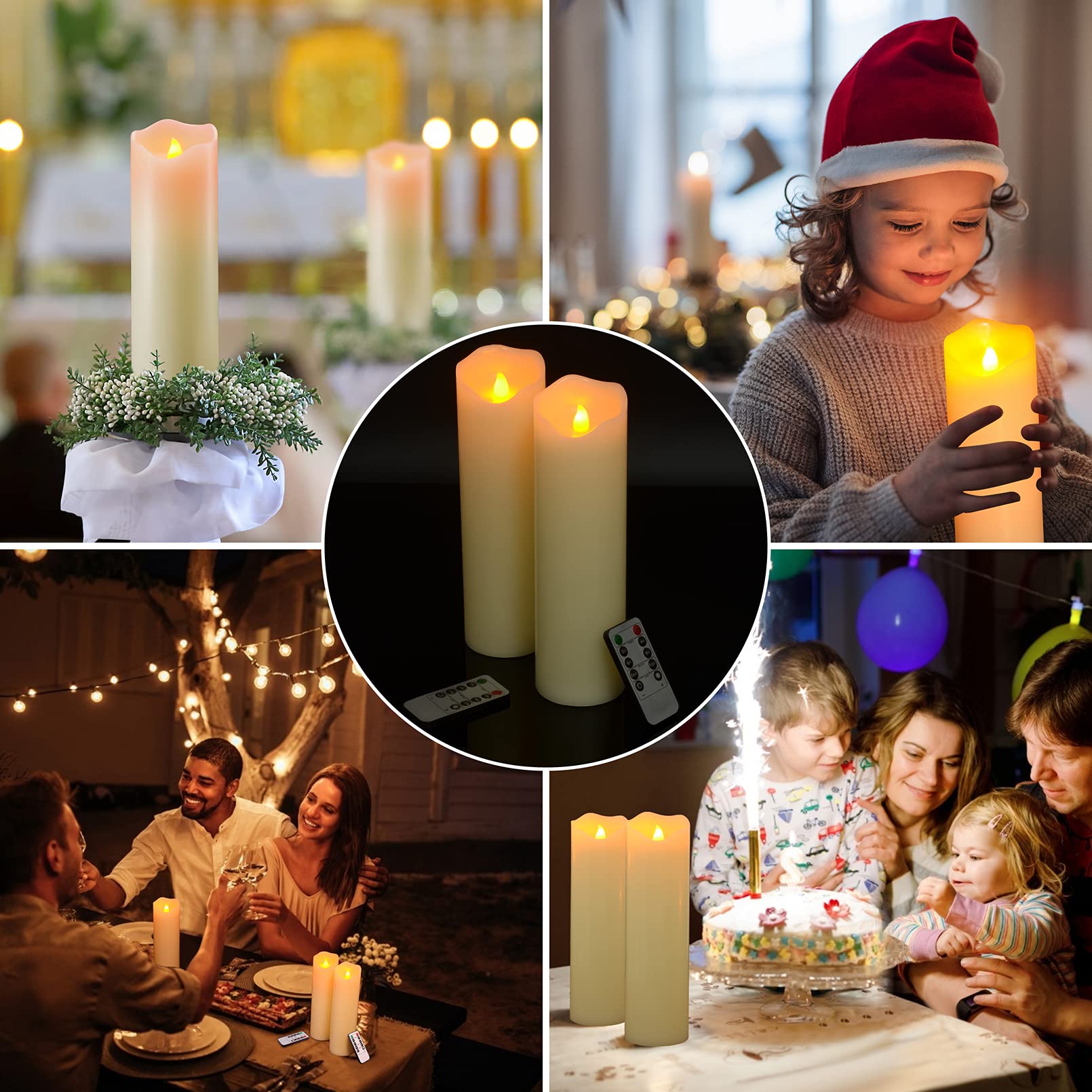 Flameless LED Candles with Remote - Set of 2 for Home Decor & Parties