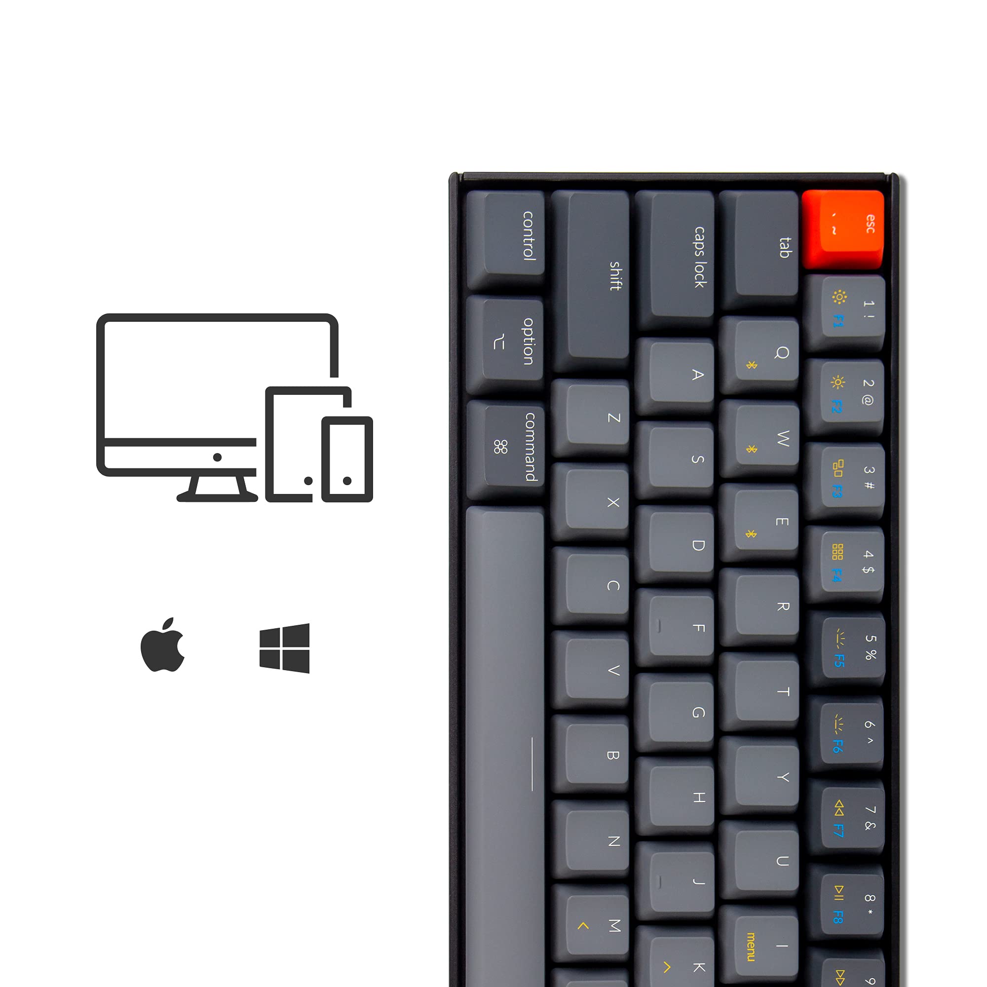 Keychron K12 60% Compact Mechanical Keyboard - Hot-Swappable Gateron G Pro Brown Switches, Bluetooth 5.1/USB Wired, White LED Backlit, 61-Key Layout for Mac & Windows - Perfect for Office Work, Gaming & Programming