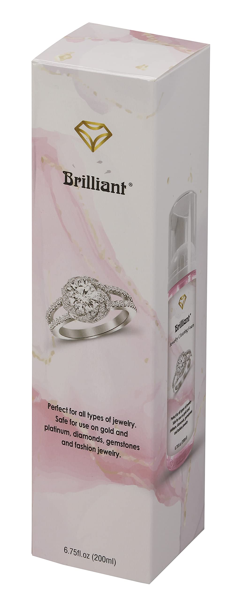 Brilliant Cleaning Foam Jewelry Cleaner - Pink | Professional Jewelry Cleaning Solution for Rings, Necklaces, Earrings & Watches | Perfect for Home, Travel & Gift Use