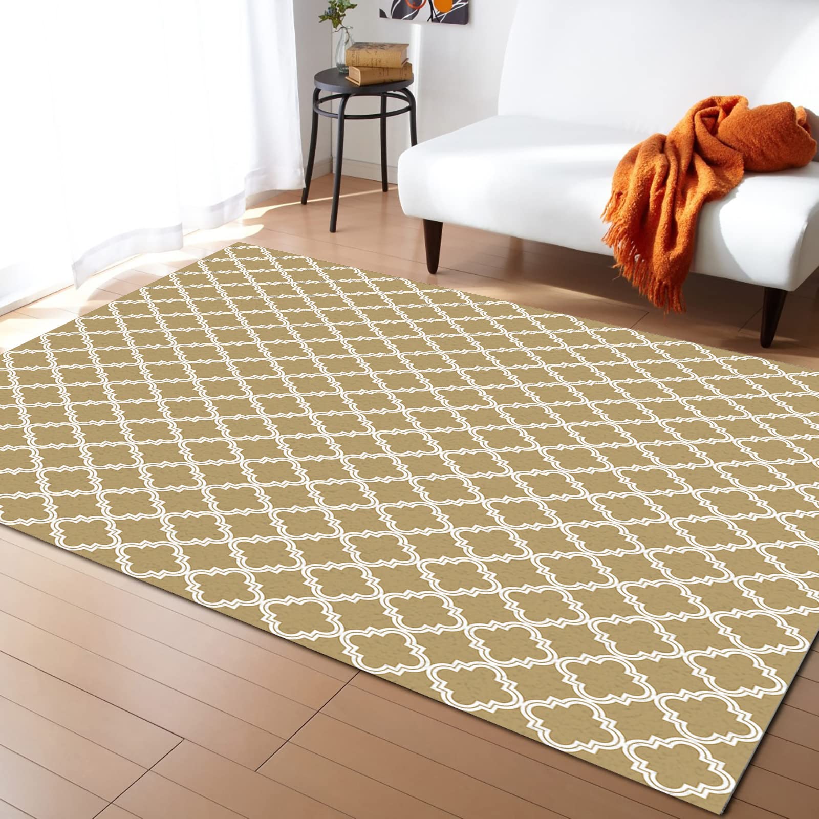 5'x8' Large Geometric Brown Morocco Pattern Shag Area Rug - Soft Non-Slip Living Room Rug, Bedroom Carpet, Nursery Floor Mat | Washable, Non-Shedding, Kid & Pet Friendly for Cozy Home Decor