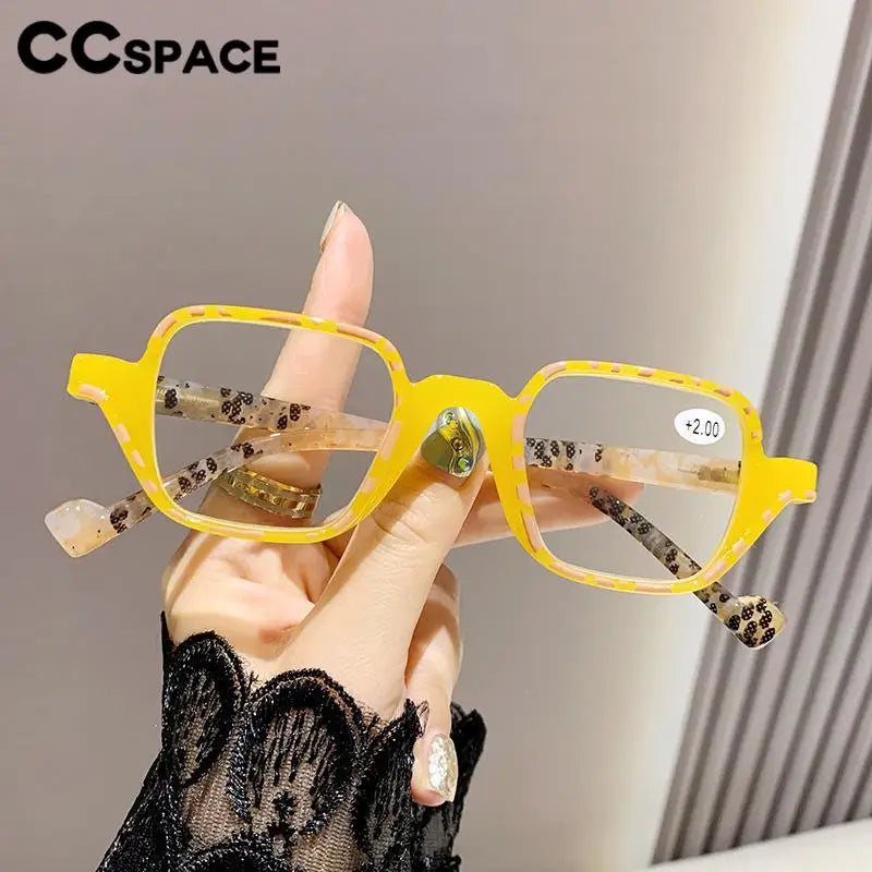CCspace Women's Full Rim Square Polycarbonate Reading Glasses +1.00 to +4.00 Strength - Lightweight & Durable Eyewear for Reading, Computer Work & Daily Use
