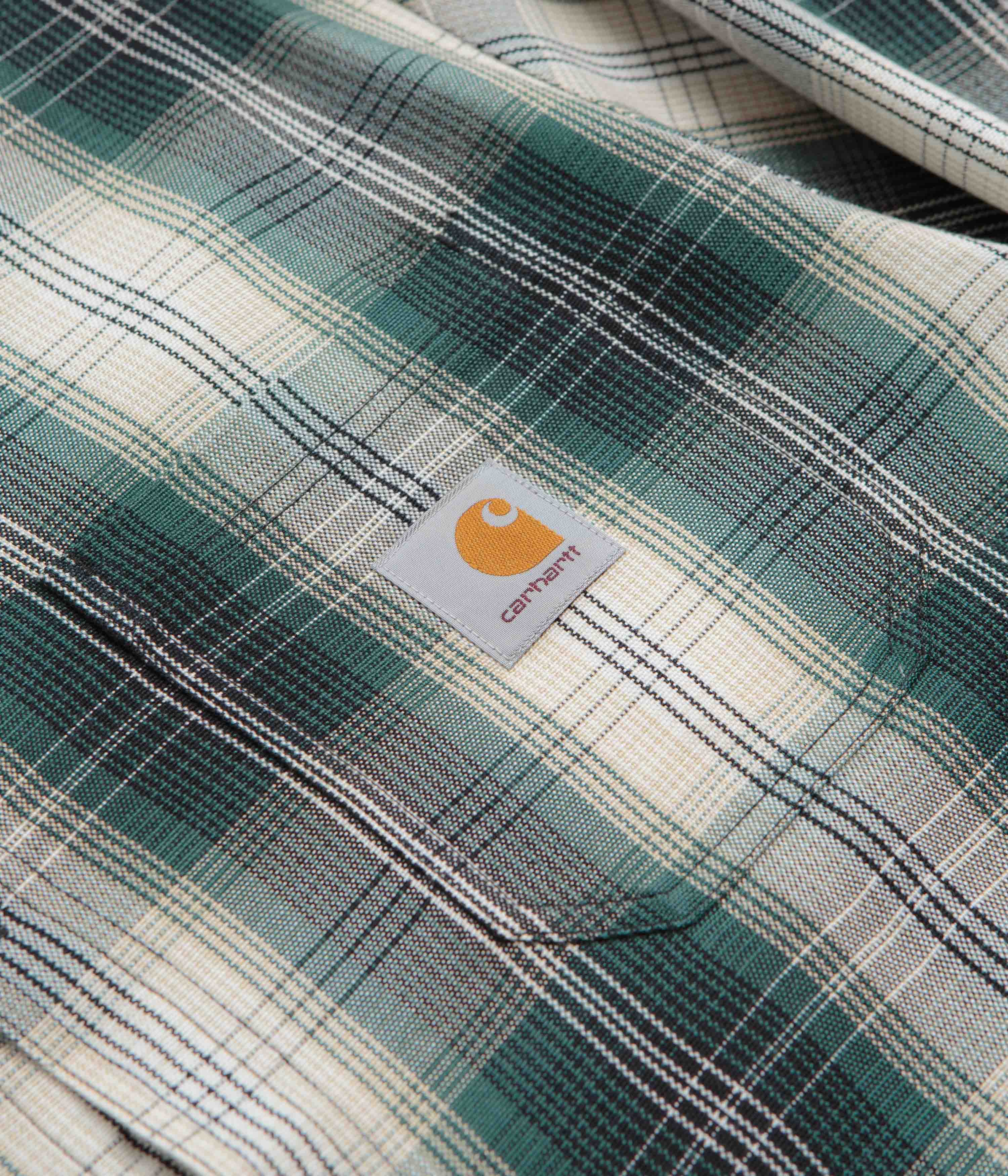 Carhartt Blanton Shirt - Men's Flannel Work Shirt with Checkered Pattern in Blanton Check/Malachite for Outdoor Work & Casual Wear