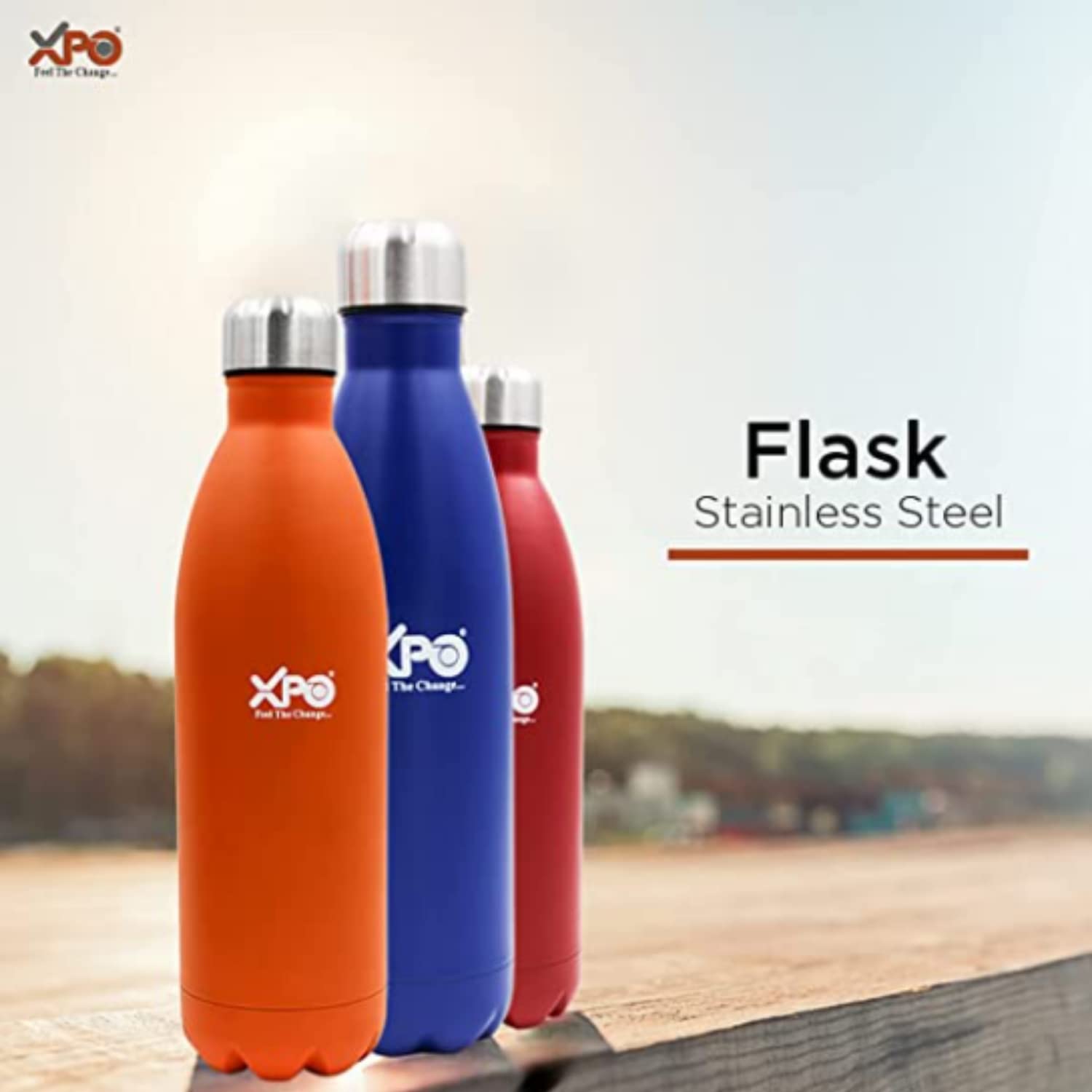 XPO Stainless Steel Vacuum Insulated Water Bottle - 16oz, Leakproof, BPA-Free, Scratch Resistant, Keeps Hot & Cold for 24 Hours (Red) - Perfect for Hiking, Gym, Office & Outdoor Activities