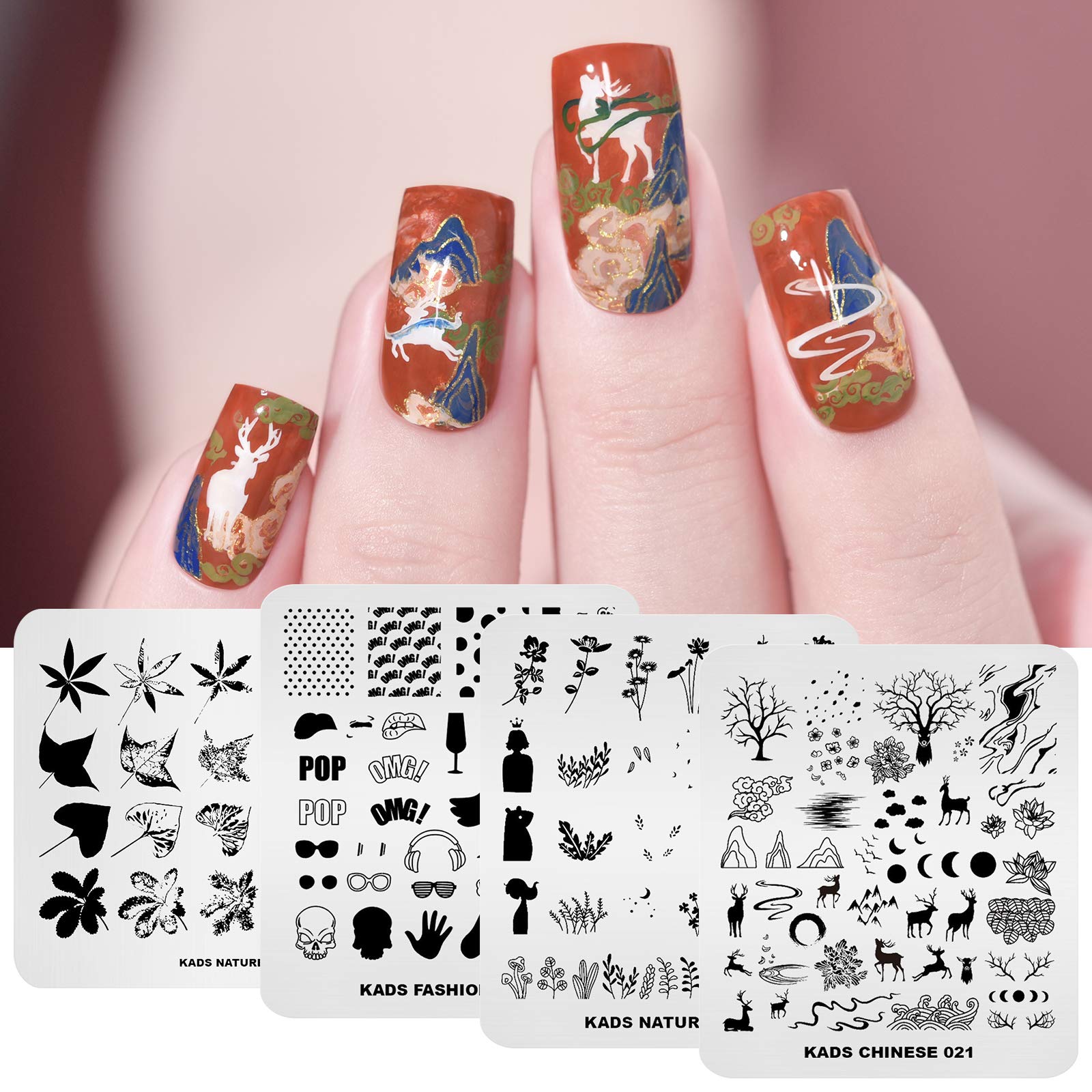 10Pcs Nail Stamp Plates Set - Floral, Animal & Chinese Style Nail Art Stamping Templates for DIY Manicure | Perfect for Home, Salon & Party Nail Designs