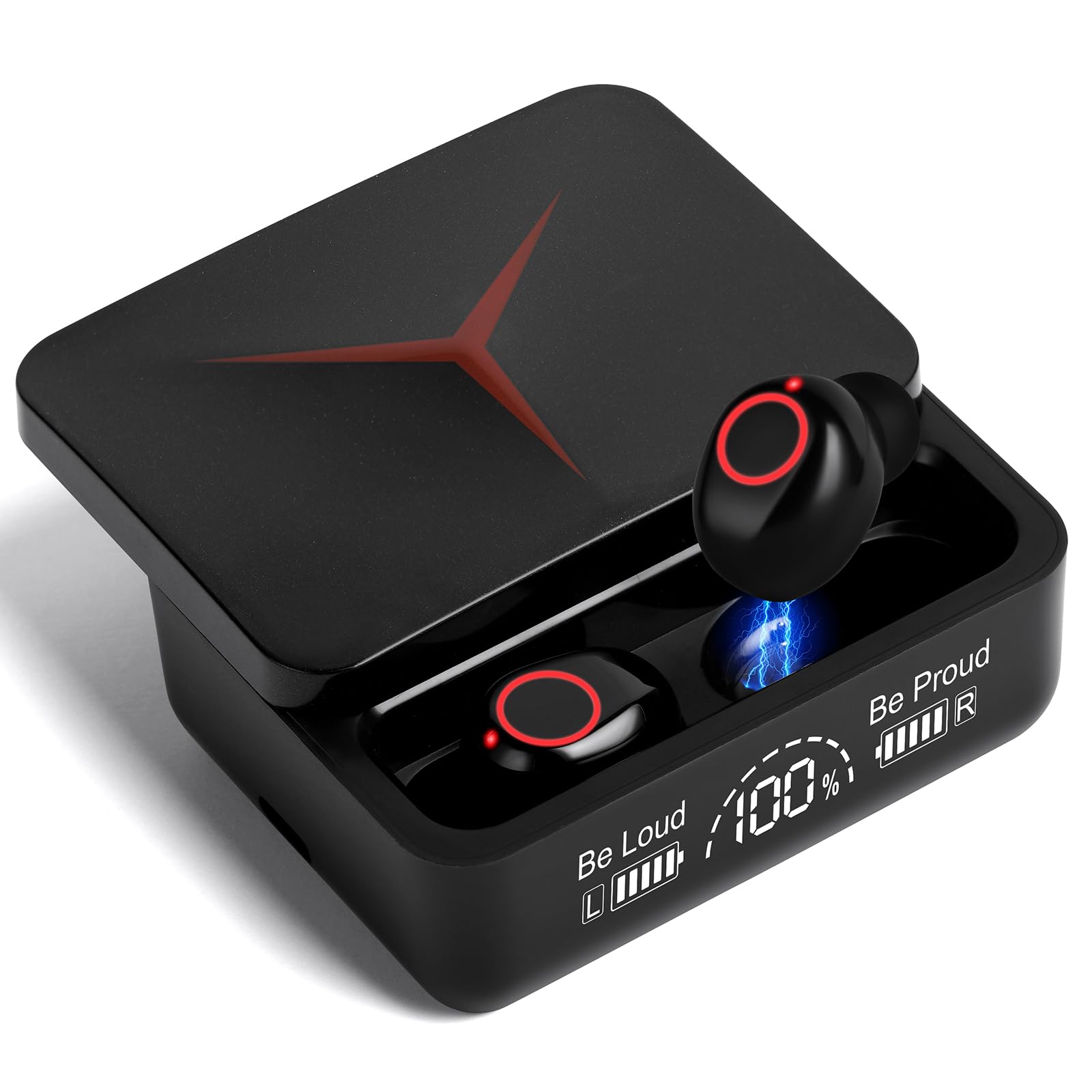 AXFEE Wireless Earbuds Bluetooth 5.3 Headphones with Slide Charging Case, Dual LED Display, IPX7 Waterproof, Fast Charging - Perfect for Gym, Running, Workouts & Commuting