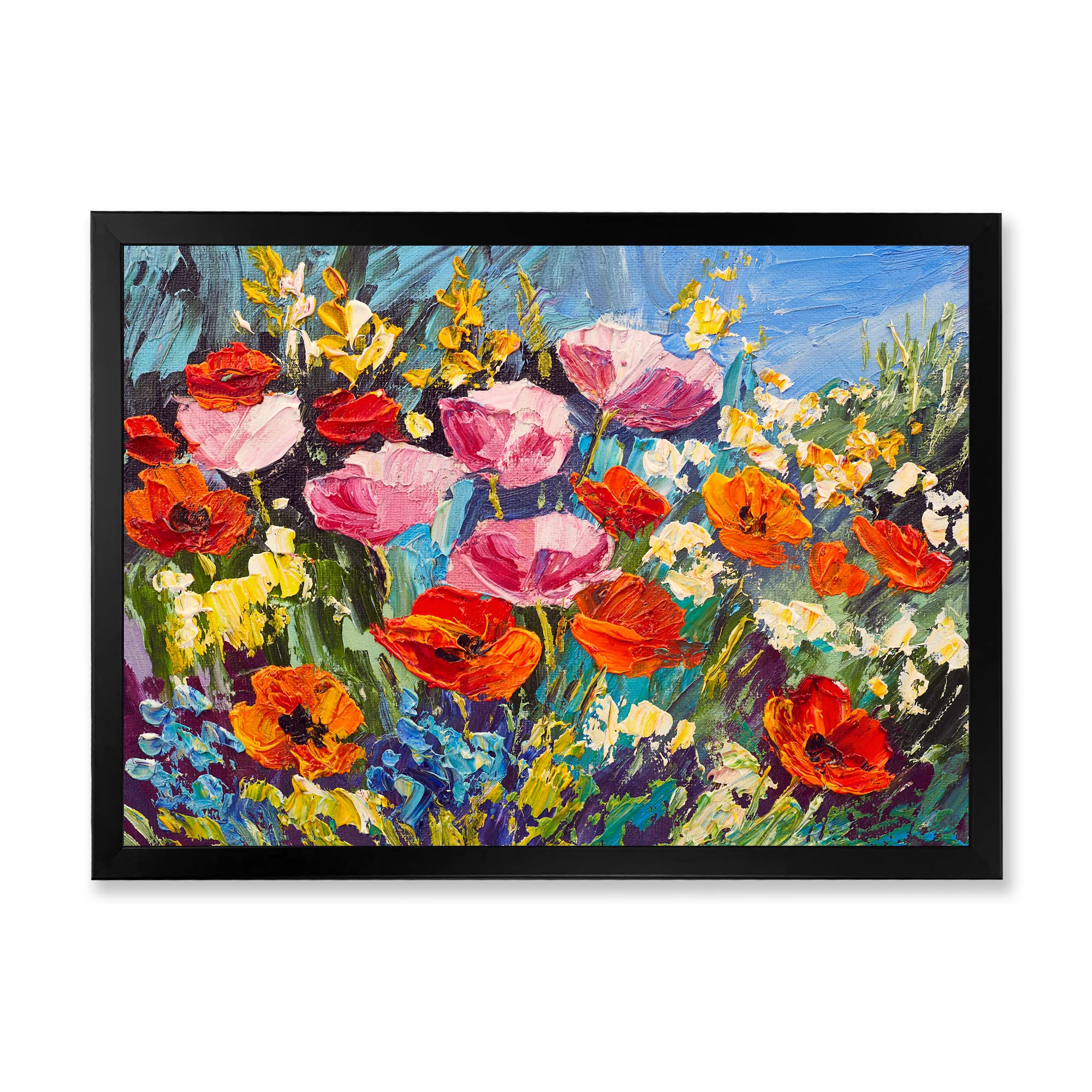 DesignQ Colorful Spring Wildflowers Traditional Framed Wall Art - Floral Home Decor for Living Room, Bedroom & Office - Perfect Gift for Housewarming & Mother's Day