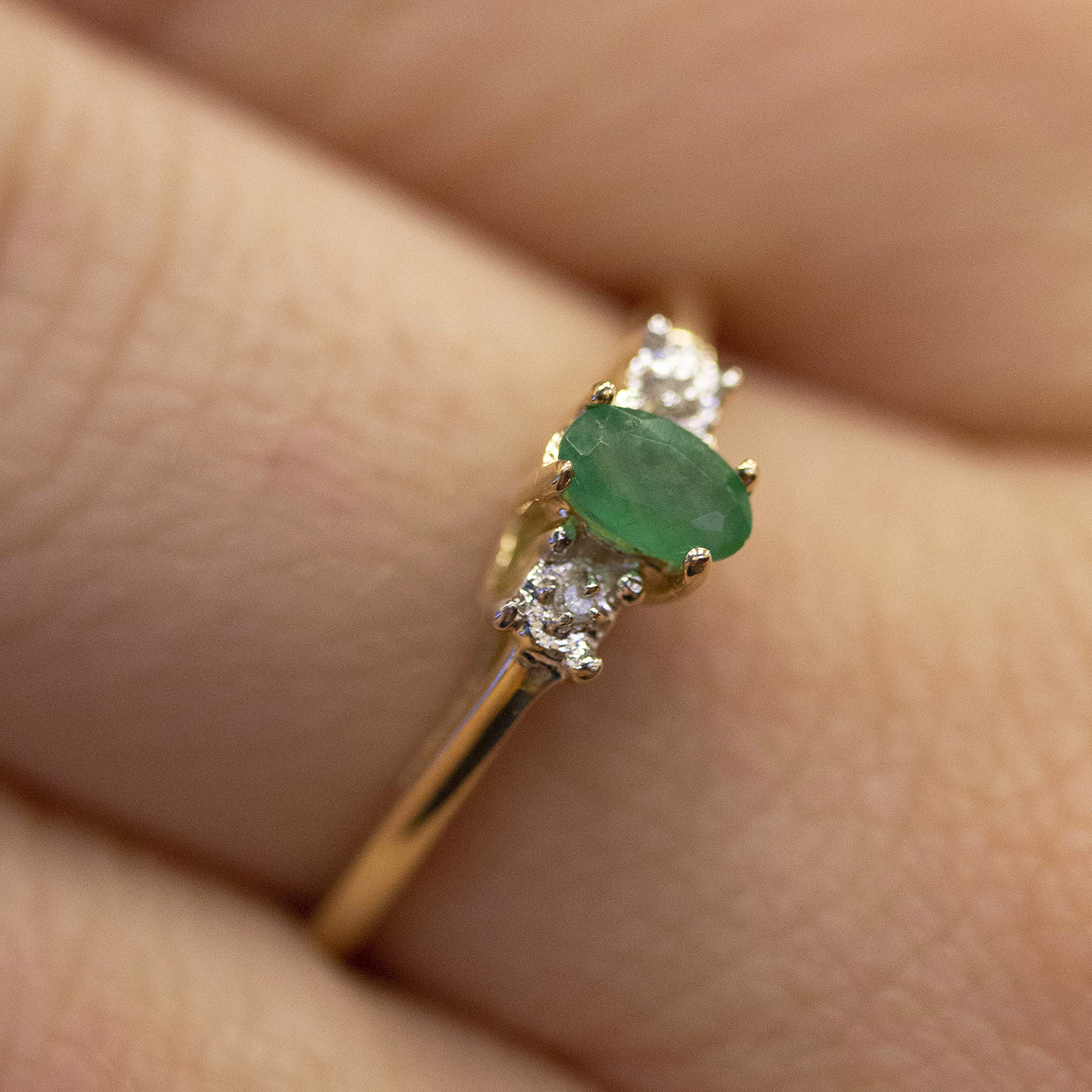 10K Yellow Gold Genuine Birthstone Solitaire Oval Engagement Ring with Diamond - Perfect for Wedding Proposals, Anniversary Gifts & Special Occasions | Jewels By Lux