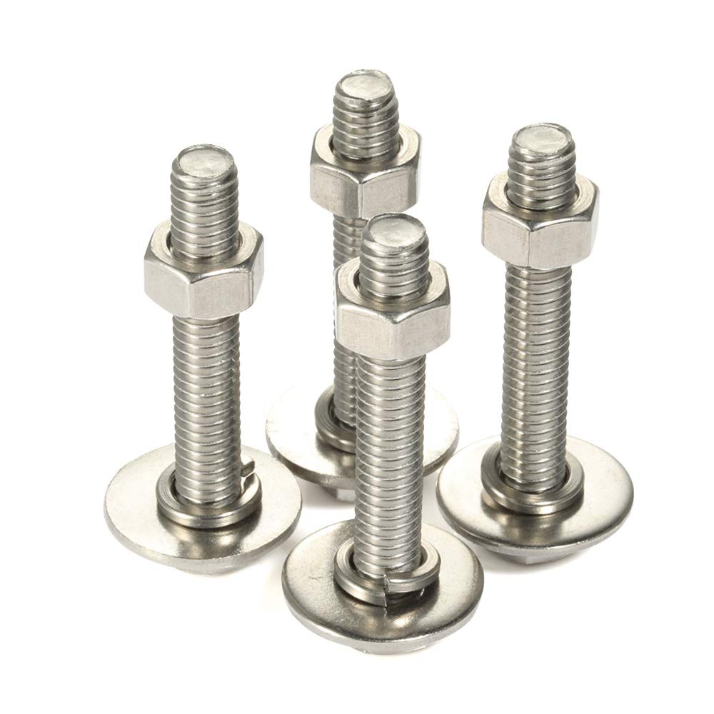 18-8 Stainless Steel Hex Head Bolts with Nuts & Washers - 8 Sets for DIY & Construction